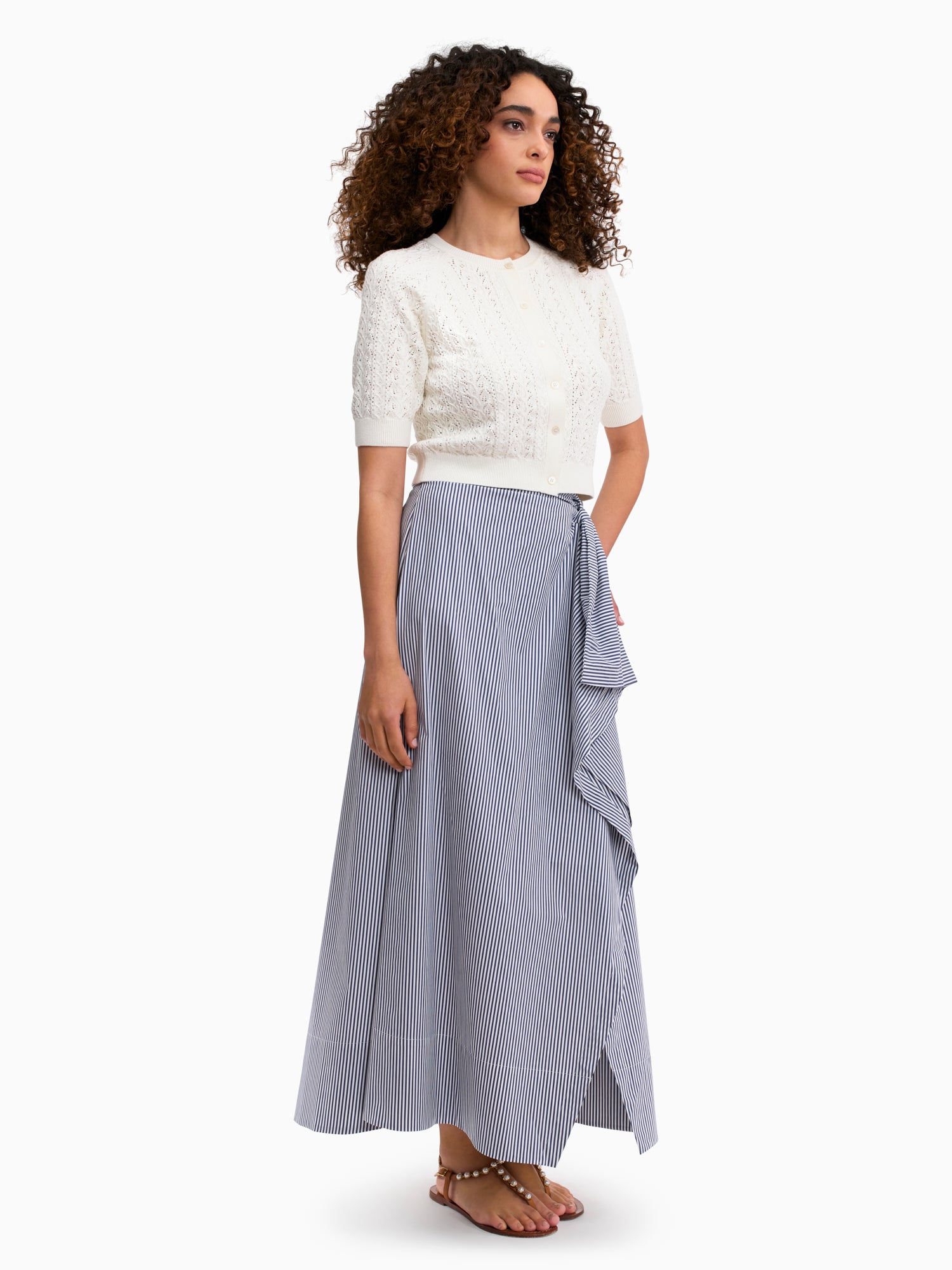 Navy Stripe Joselene Poplin Skirt - Rebecca Taylor