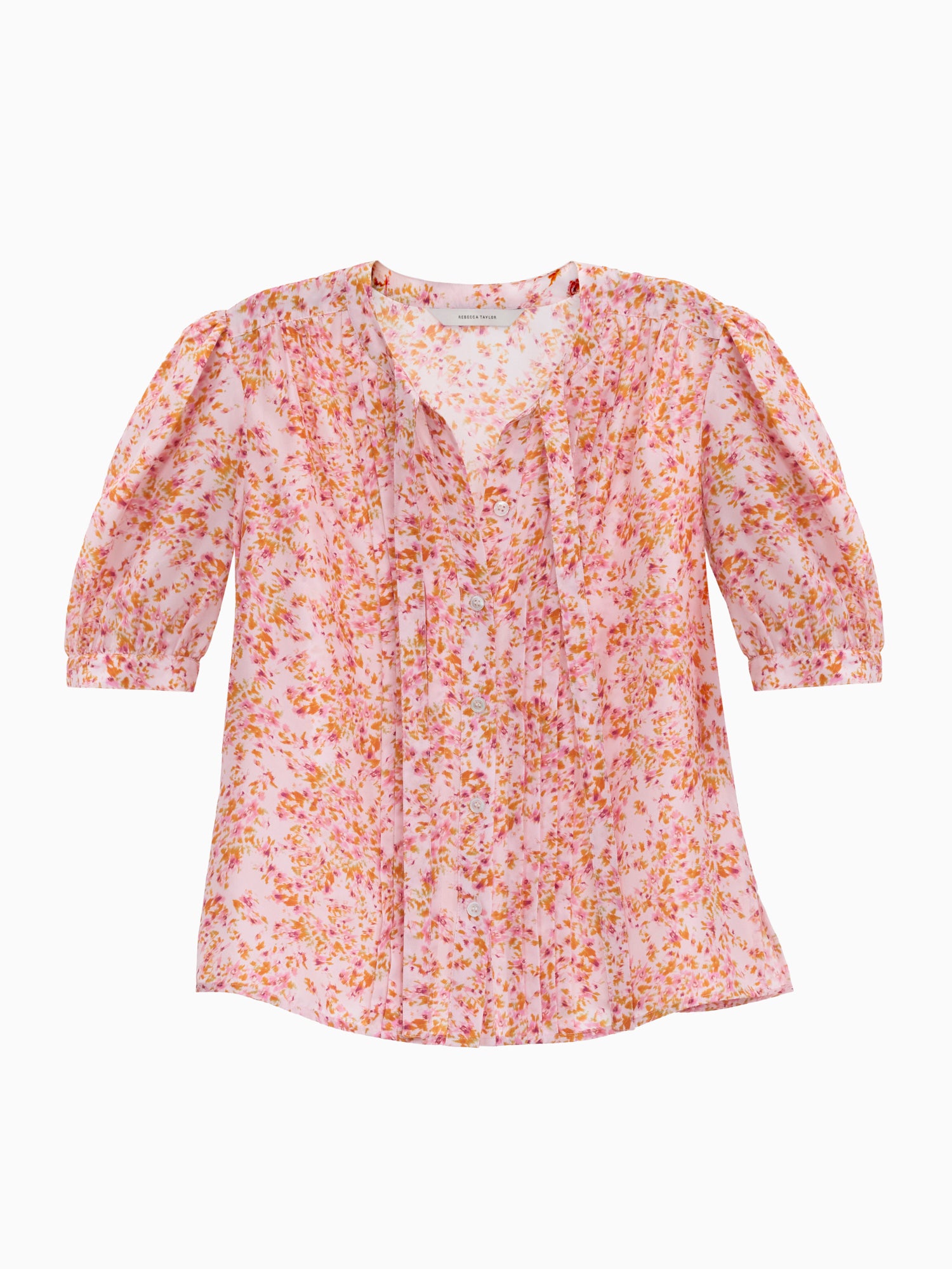  Bellamy Silk Blouse in Pale Pink Multi by Rebecca Taylor
