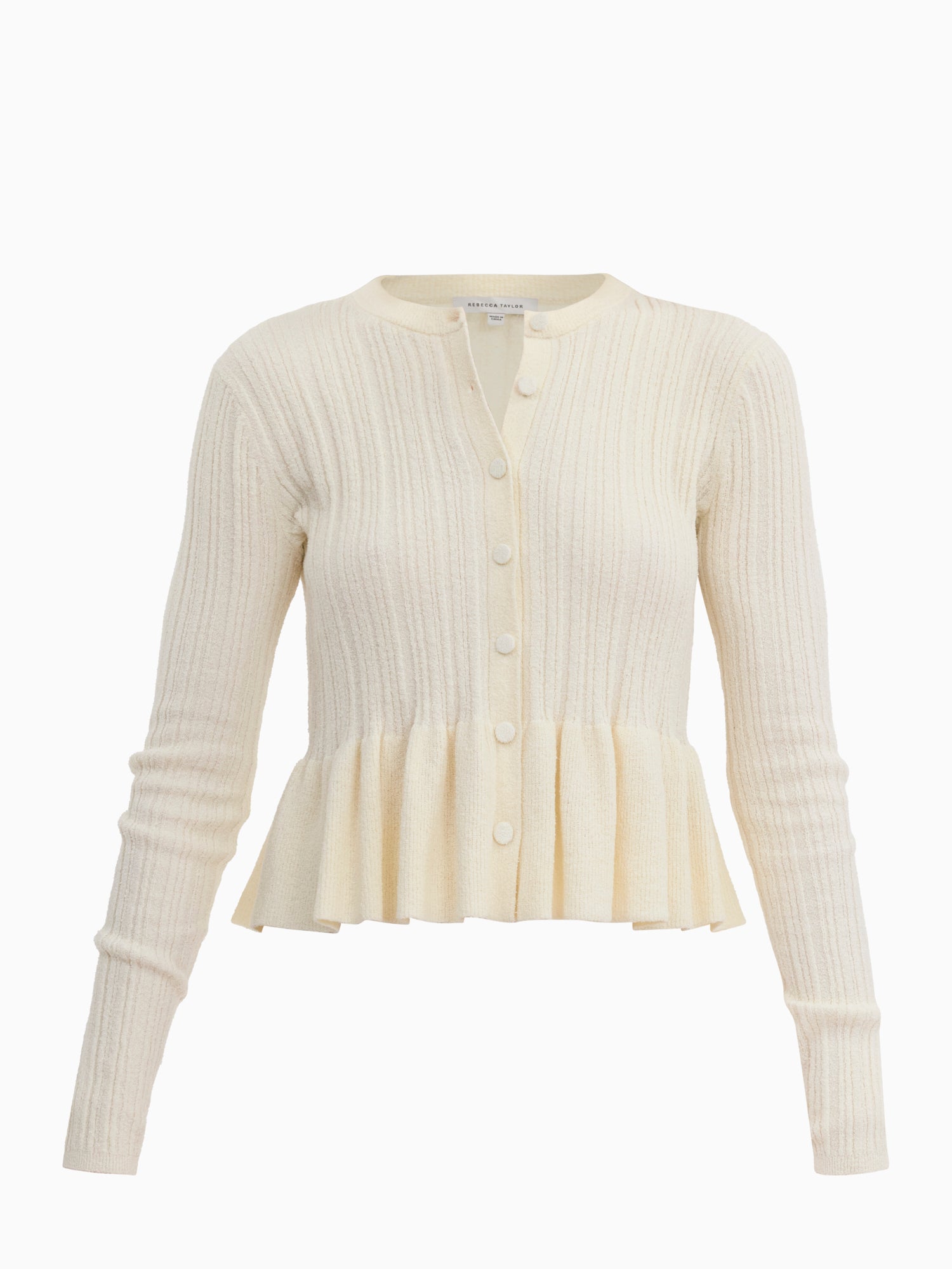  Boucle Knit Cardigan in Ivory by Rebecca Taylor