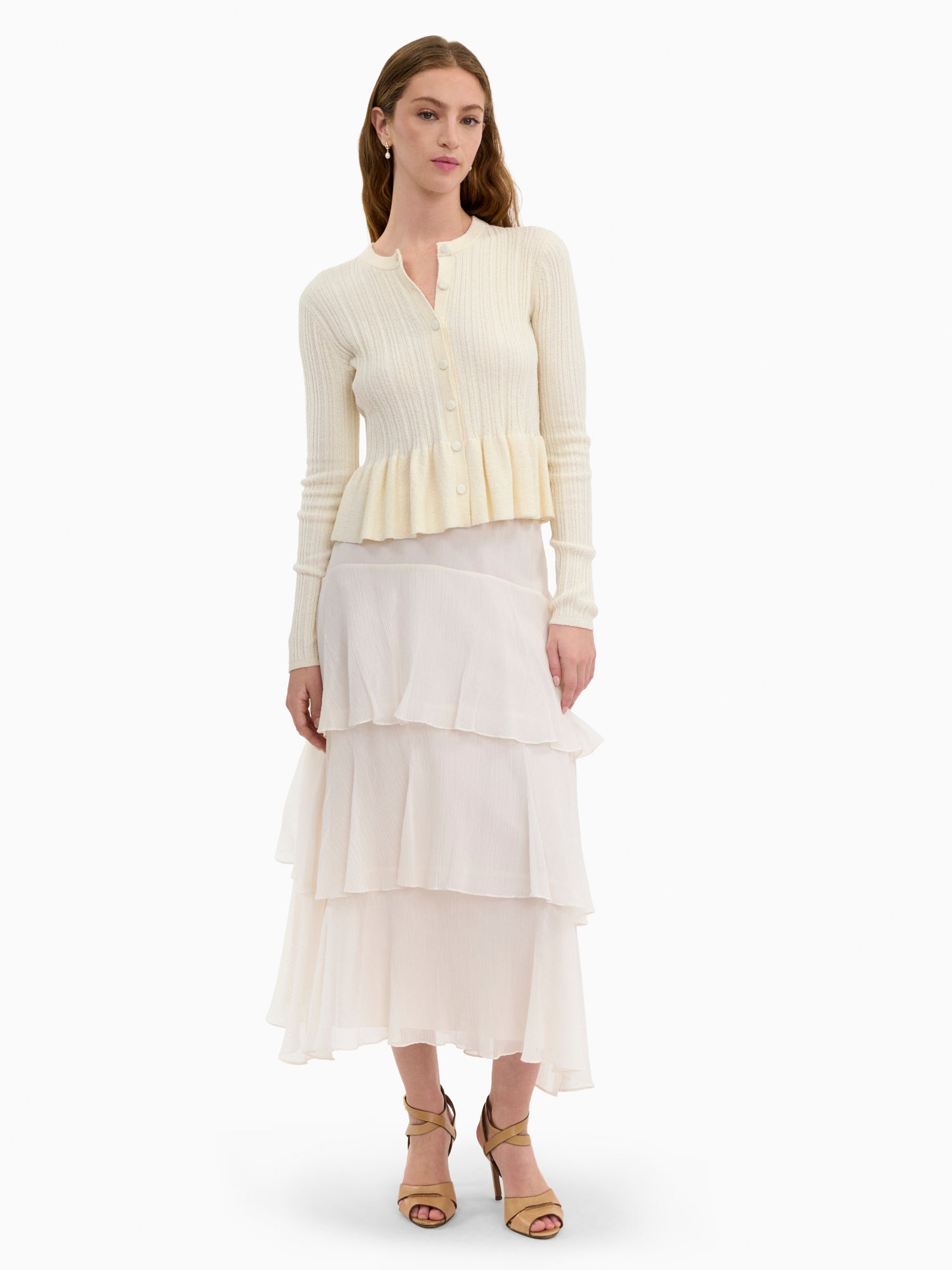  Boucle Knit Cardigan in Ivory by Rebecca Taylor