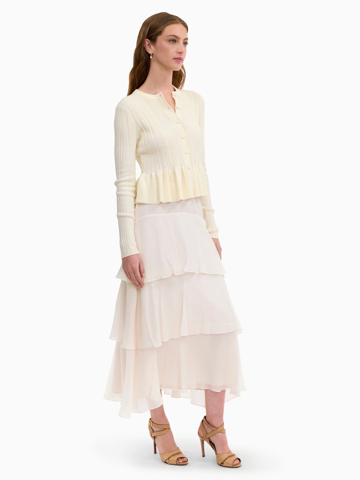  Boucle Knit Cardigan in Ivory by Rebecca Taylor