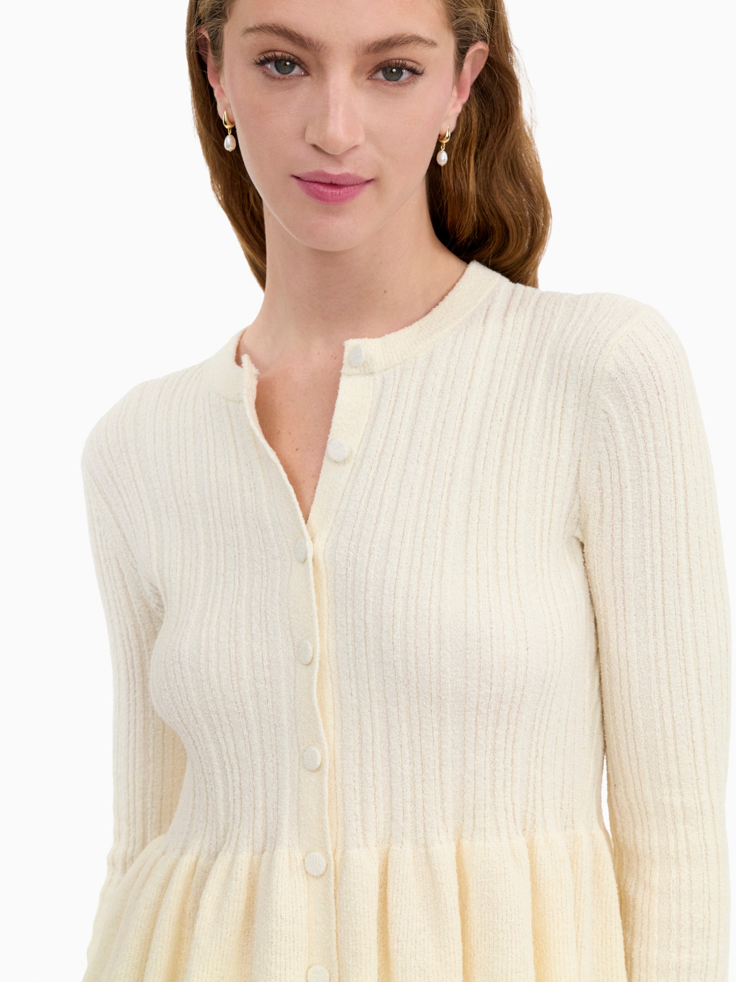  Boucle Knit Cardigan in Ivory by Rebecca Taylor