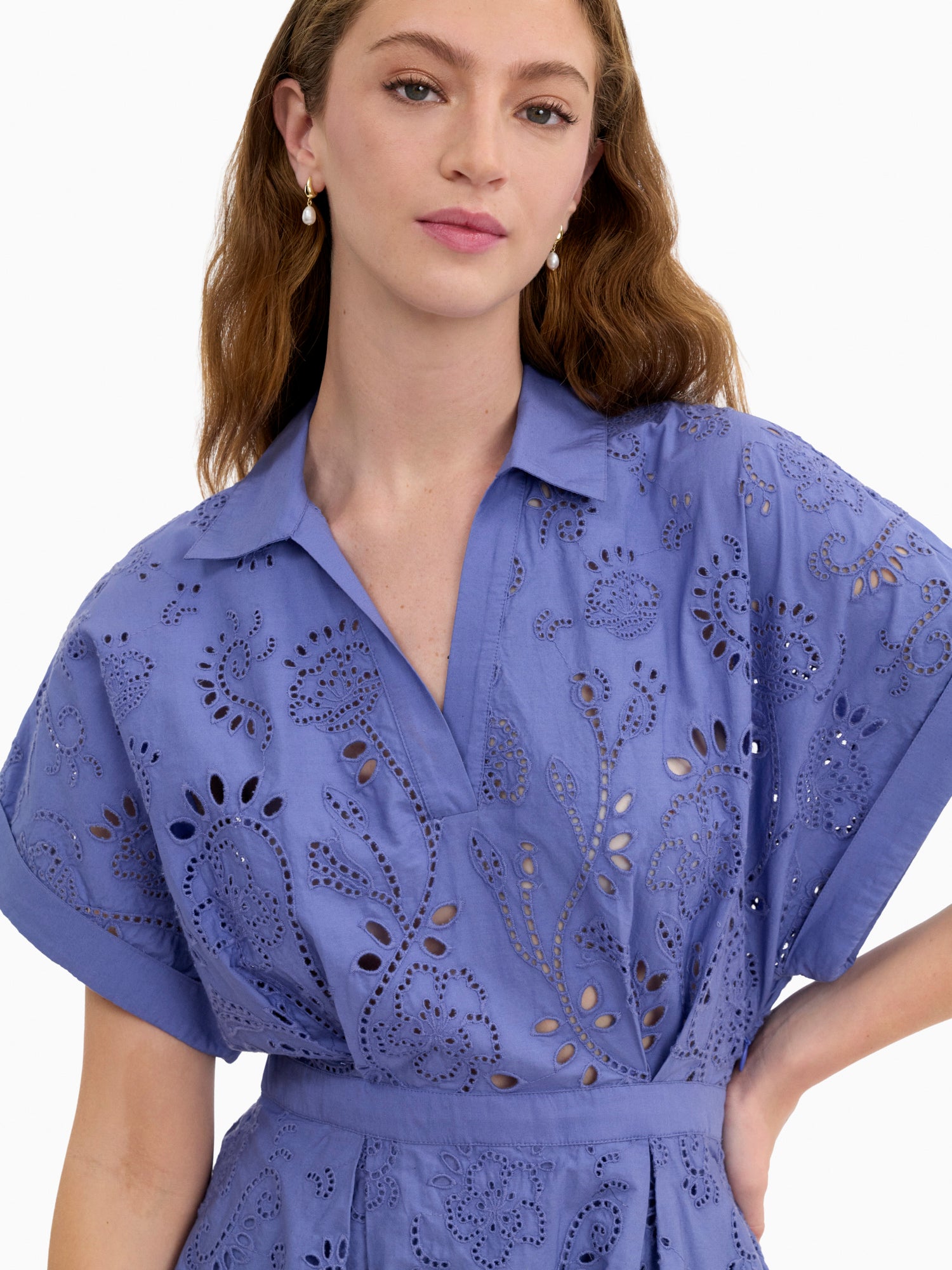 Brielle Poplin Eyelet Mini Dress in Lavender Bloom by Rebecca Taylor