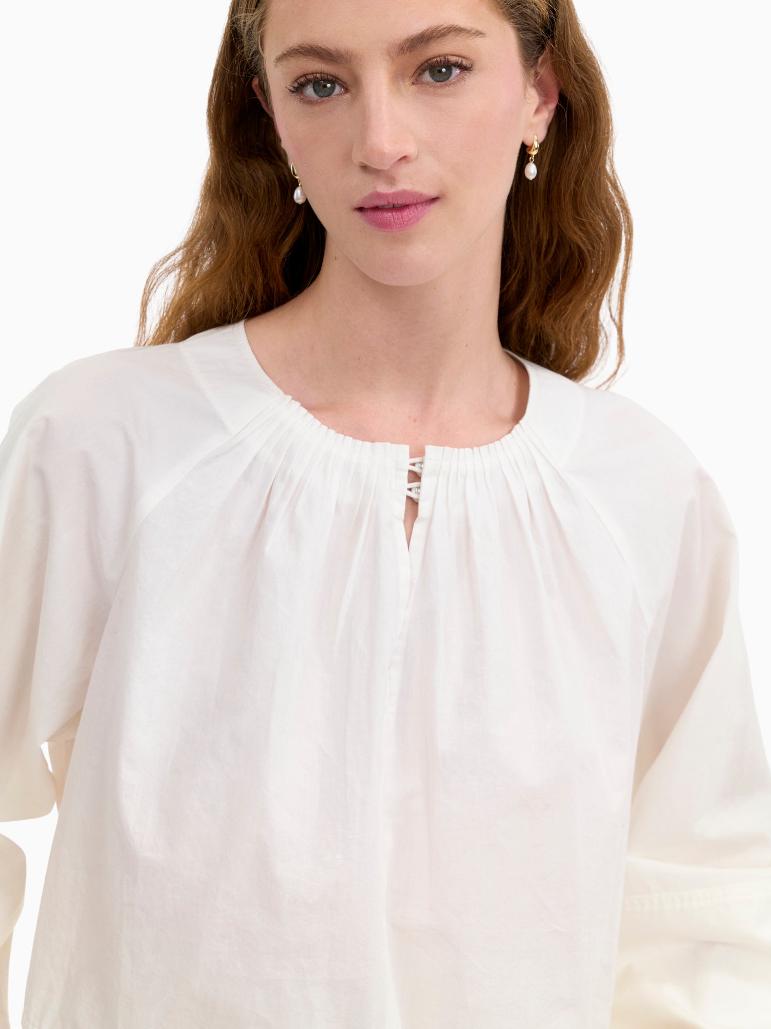  Brielle Cropped Poplin Top in Ivory by Rebecca Taylor