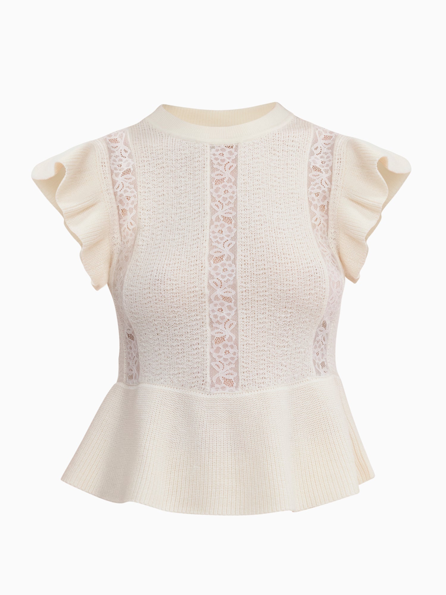 Rhea Lace Knit Sweater in Ivory by Rebecca Taylor