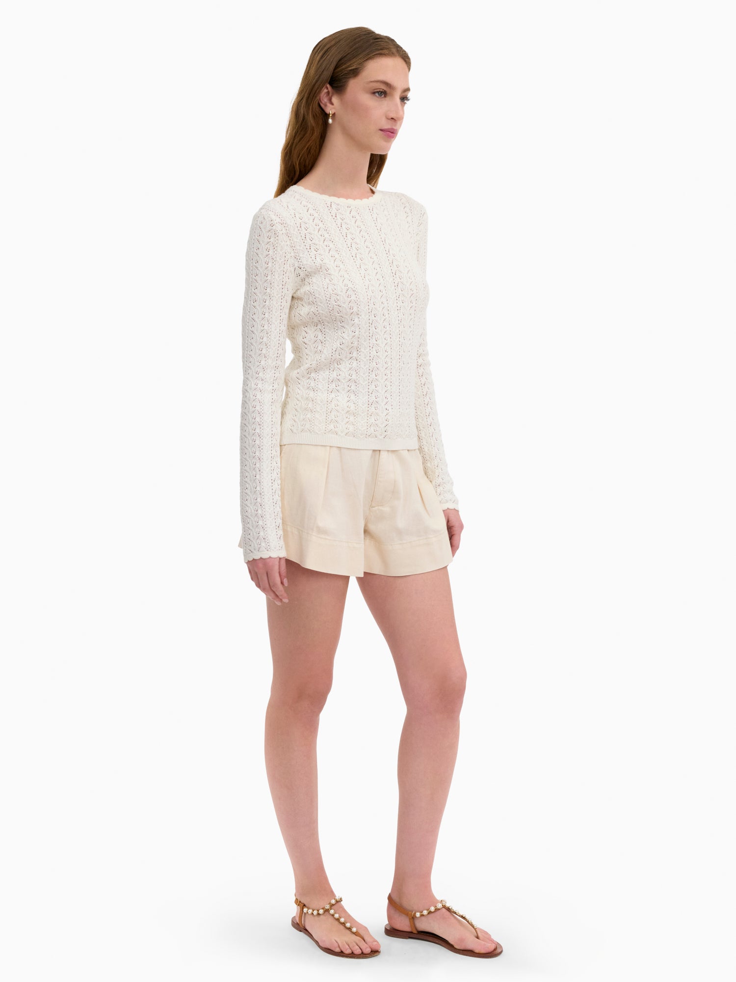  Verana Knit Sweater in Ivory by Rebecca Taylor
