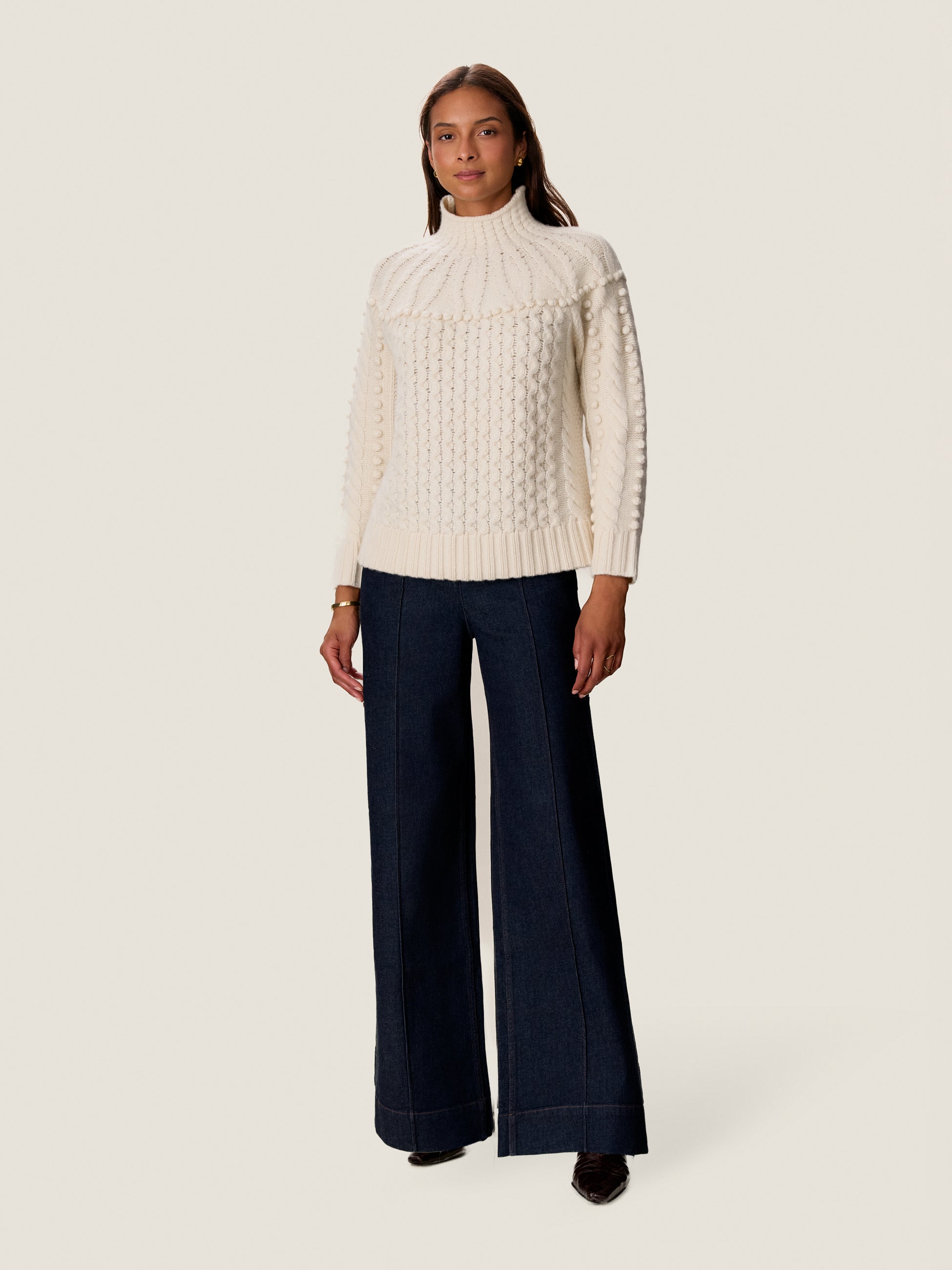  Raven Turtleneck Sweater in Alabaster by Rebecca Taylor