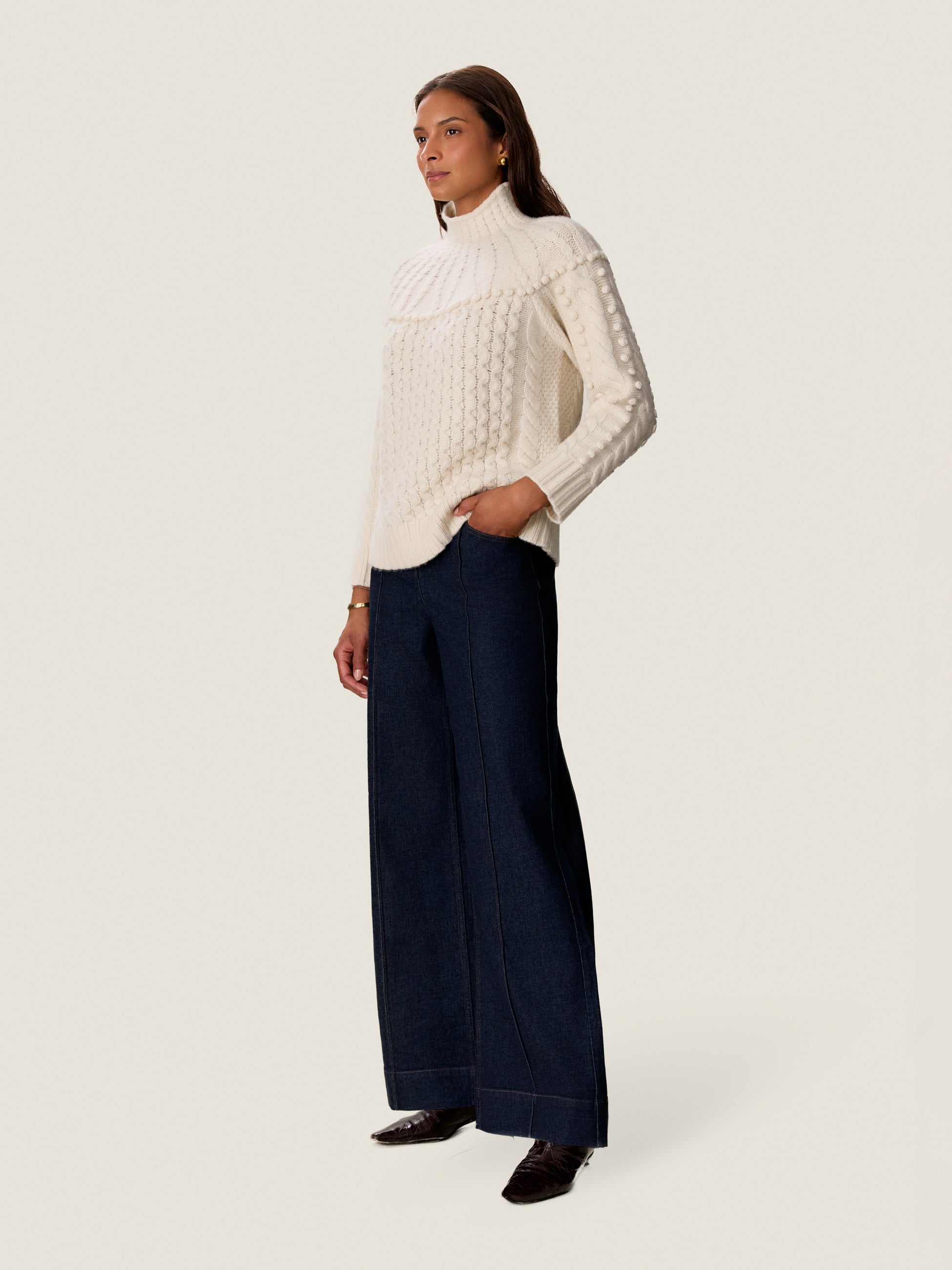  Raven Turtleneck Sweater in Alabaster by Rebecca Taylor