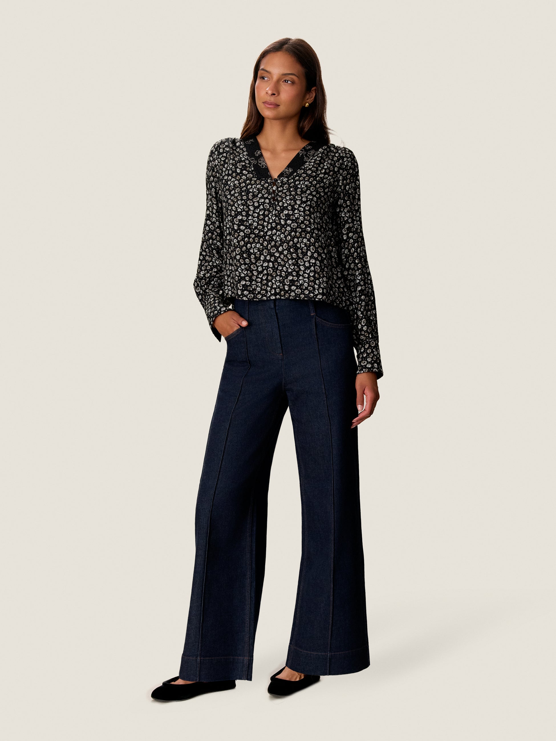  Amira Blouse in Noir Multi by Rebecca Taylor