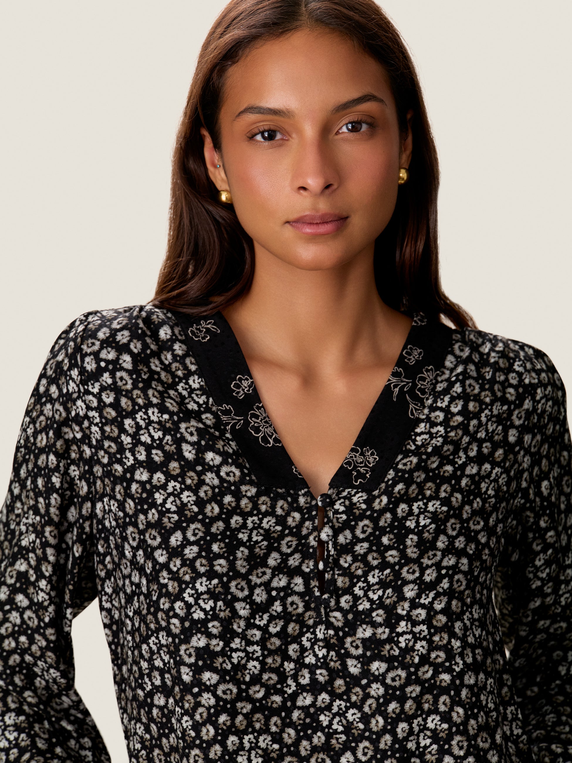  Amira Blouse in Noir Multi by Rebecca Taylor