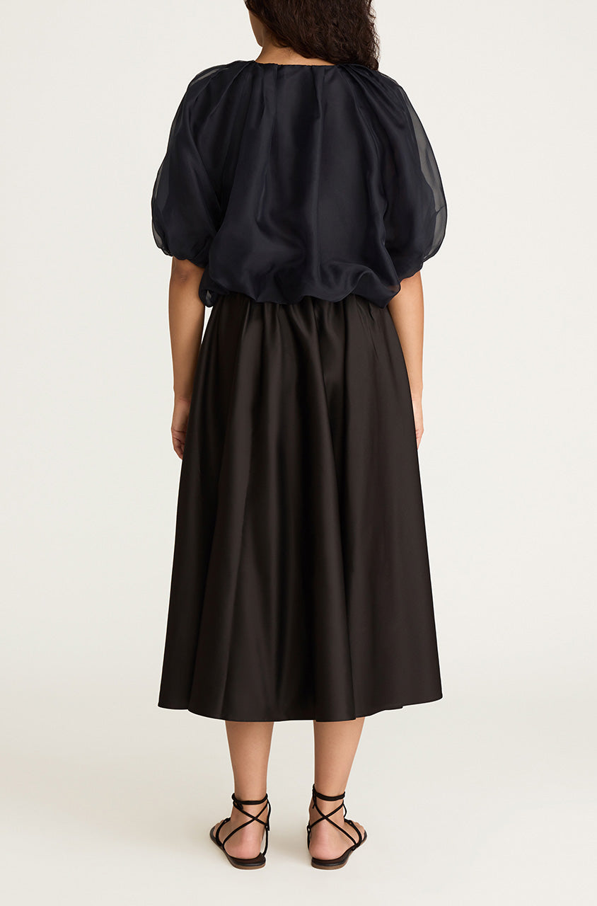 Dark Navy Iridescent Bubble Top Silk Chiffon Bubble Top in Midnight by Rebecca Taylor