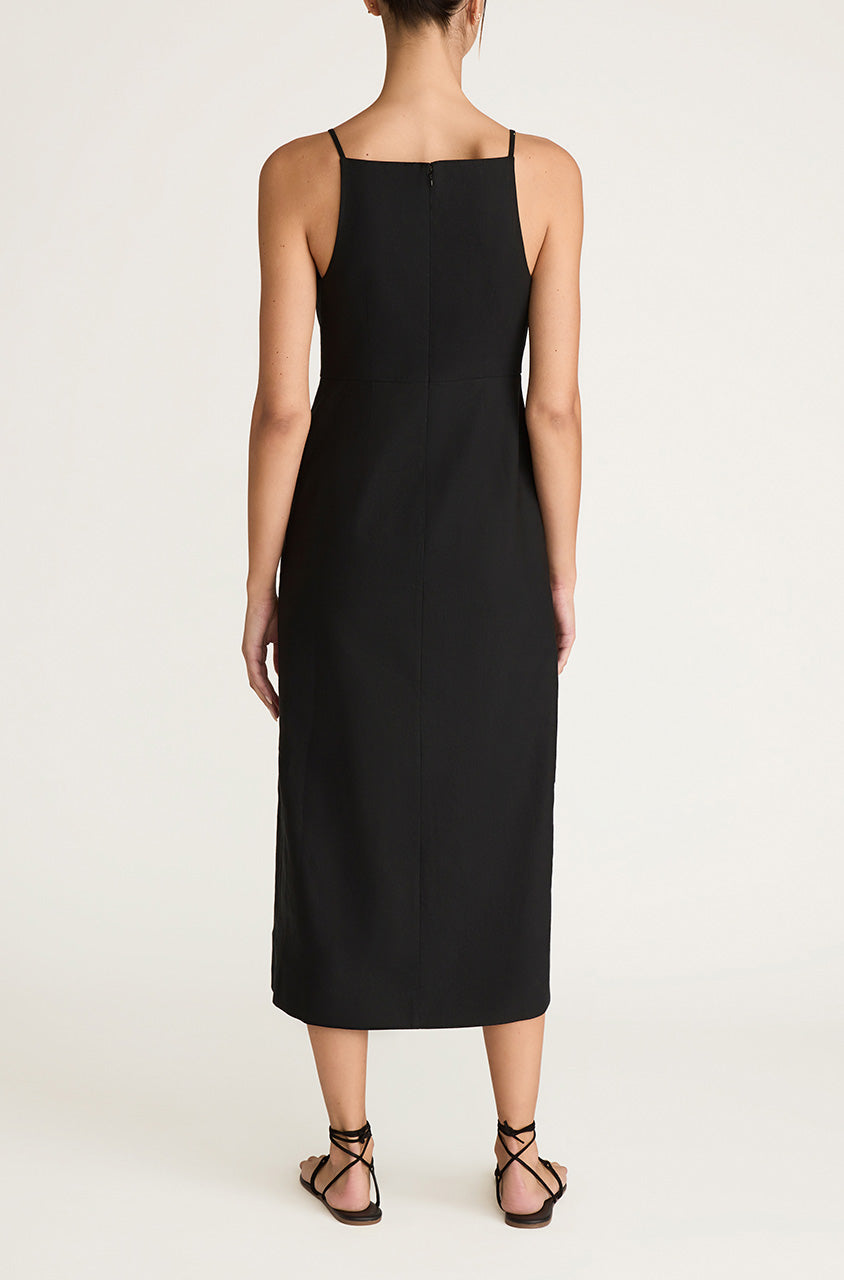 Structured Button Front Midi Dress