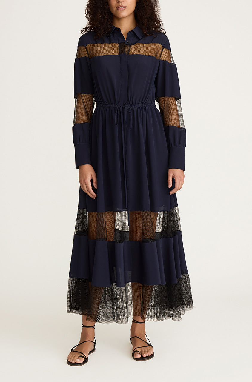 Crepe de Chine and Lace Shirt Dress