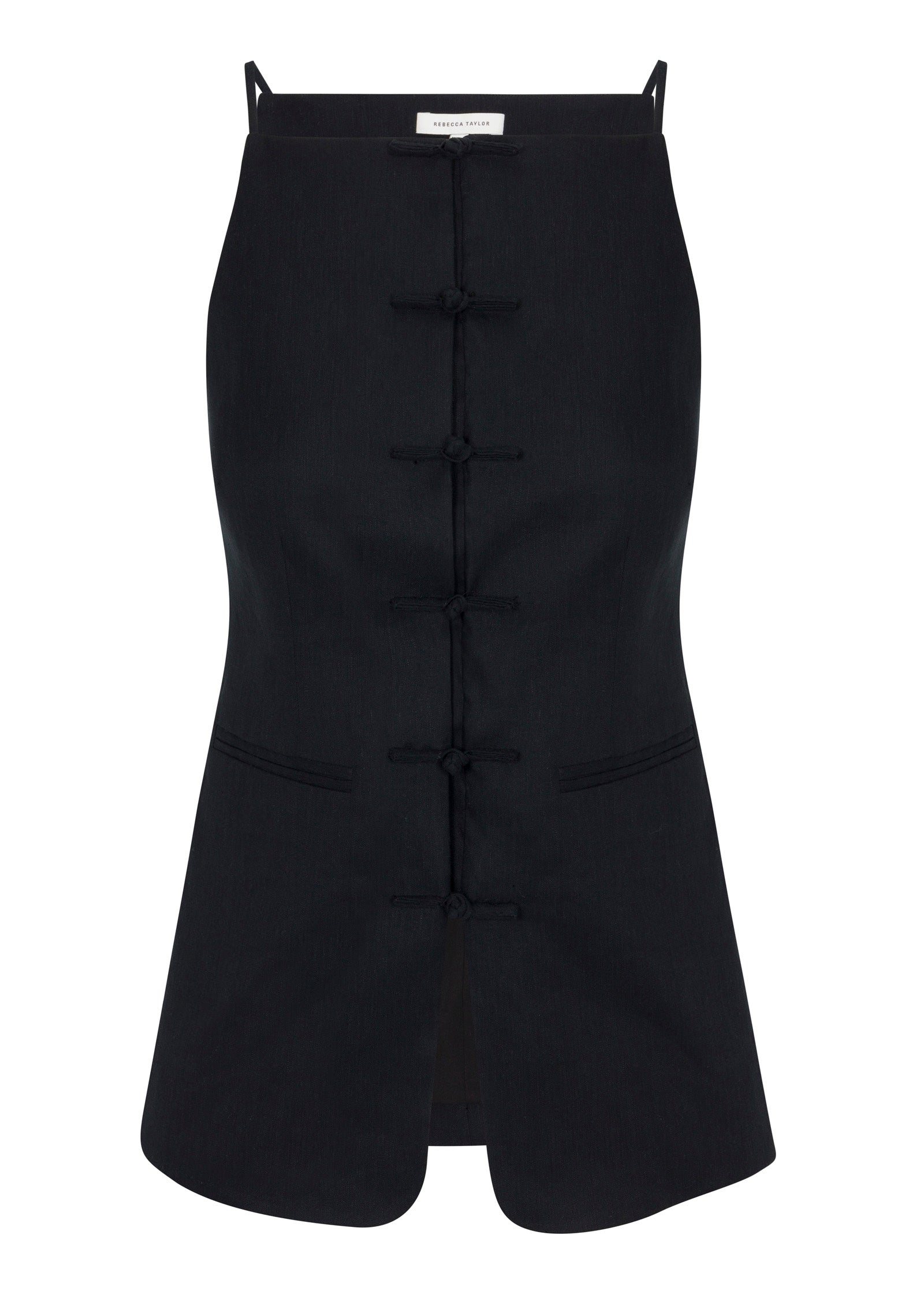  Beatrice Stretch Linen Top in Black by Rebecca Taylor