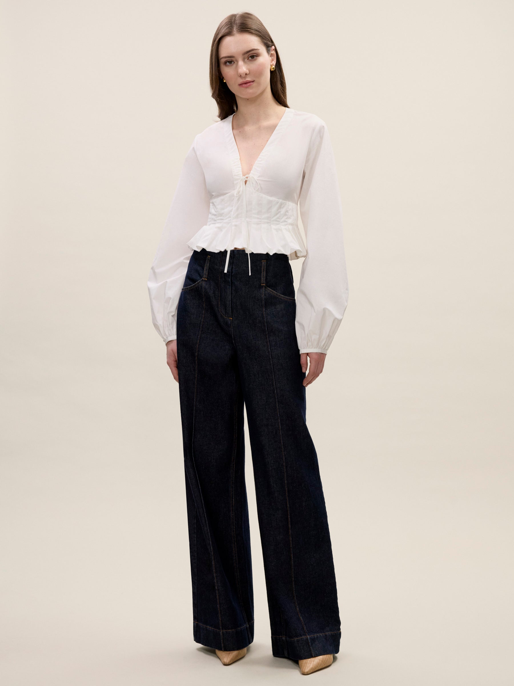  Yara Poplin Blouse in Milk by Rebecca Taylor
