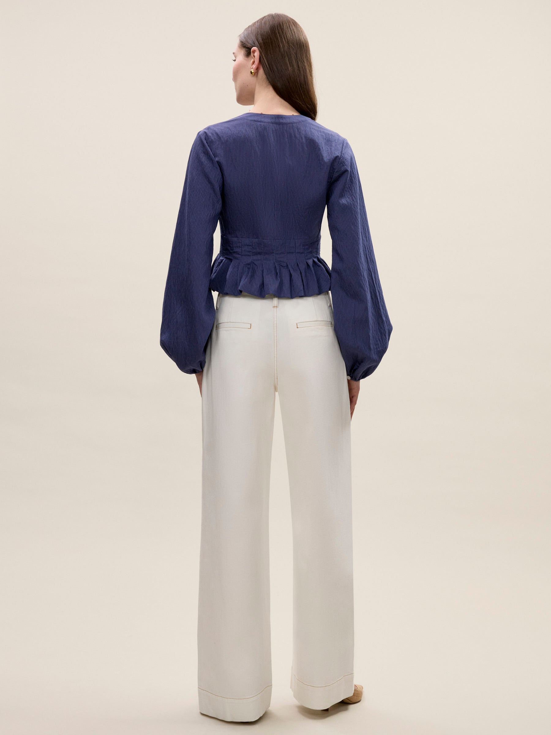  Allegra Stripe Blouse in Navy by Rebecca Taylor