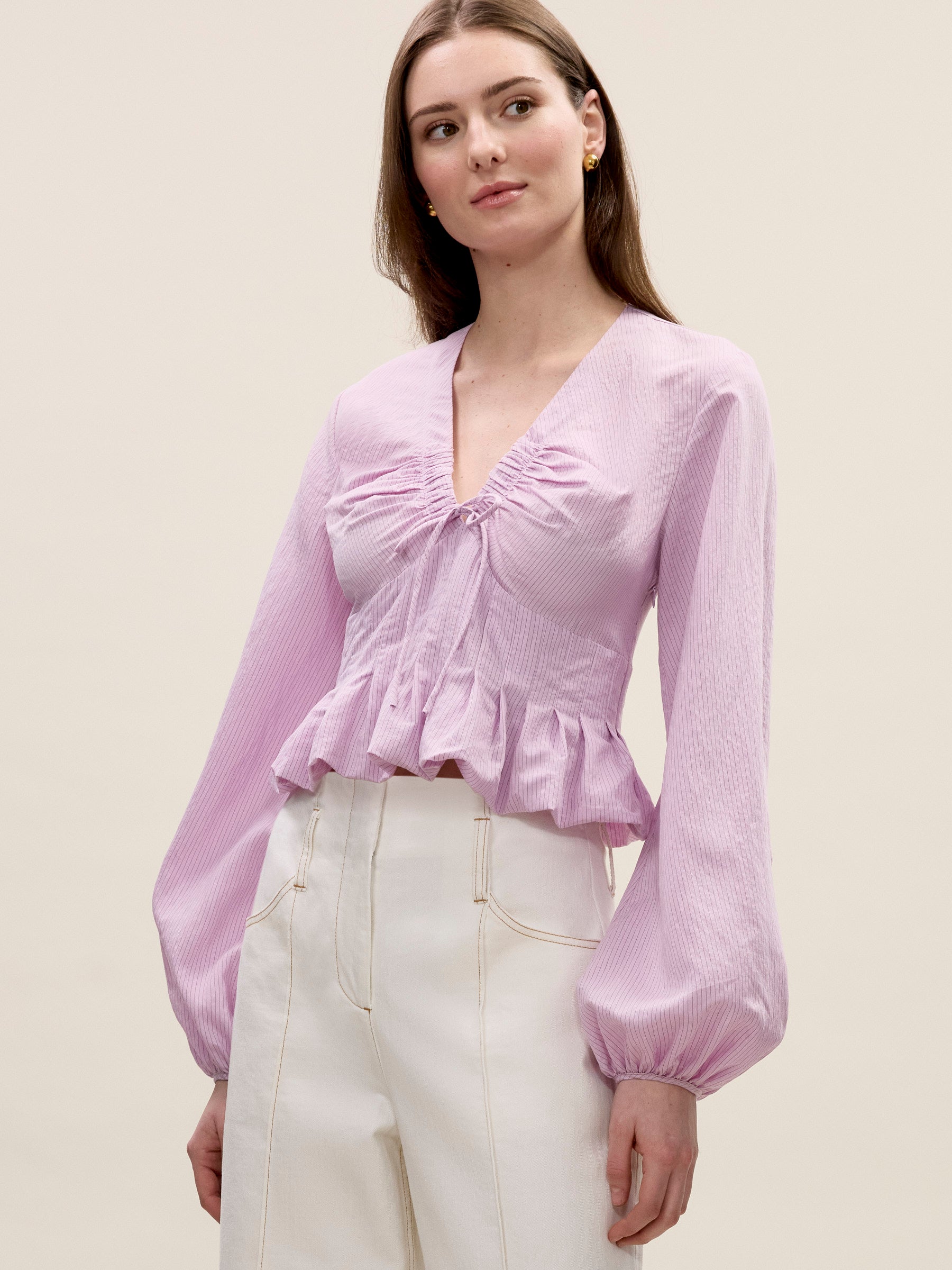  Allegra Stripe Blouse in Wisteria by Rebecca Taylor