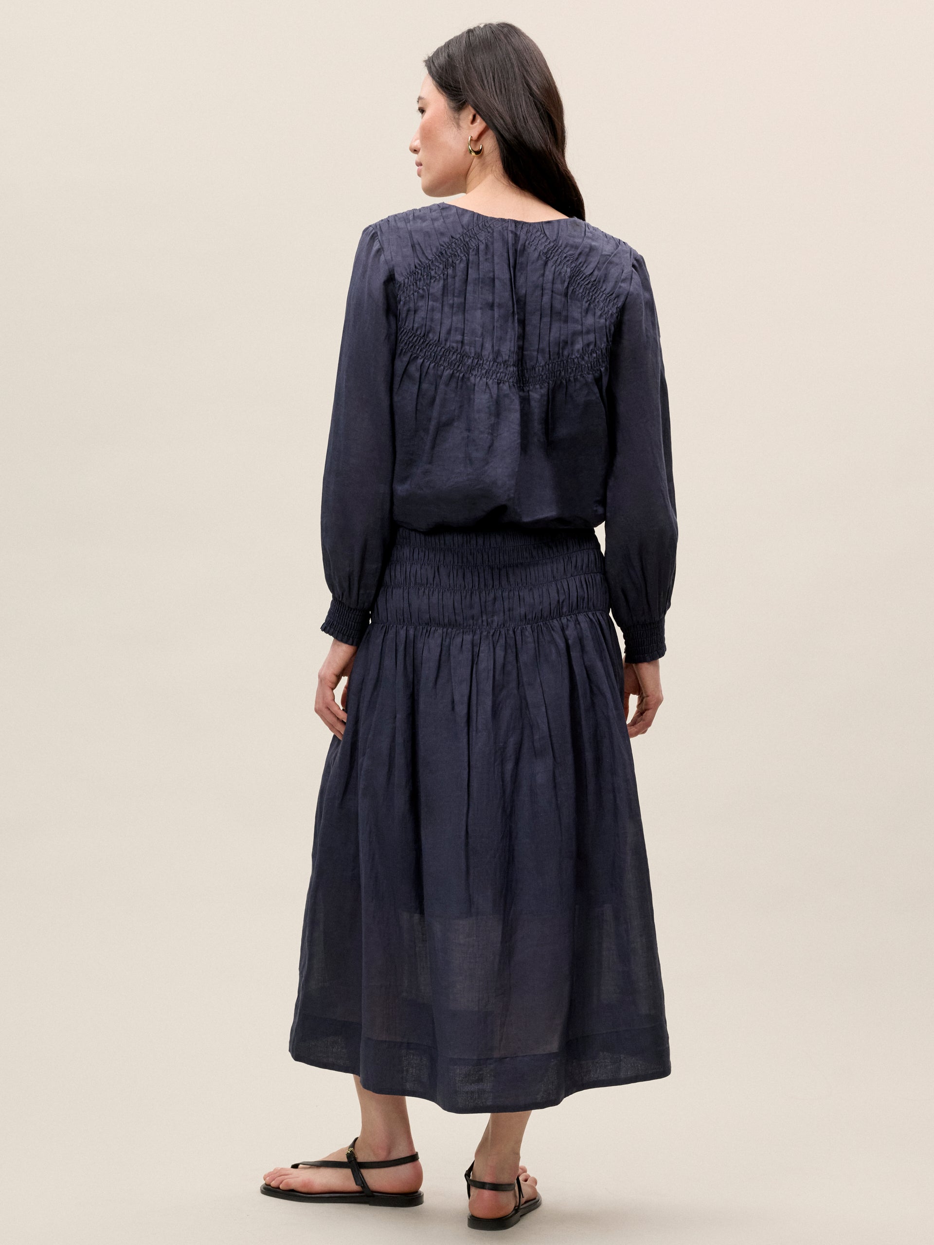  Anya Ramie Blouse in Navy by Rebecca Taylor