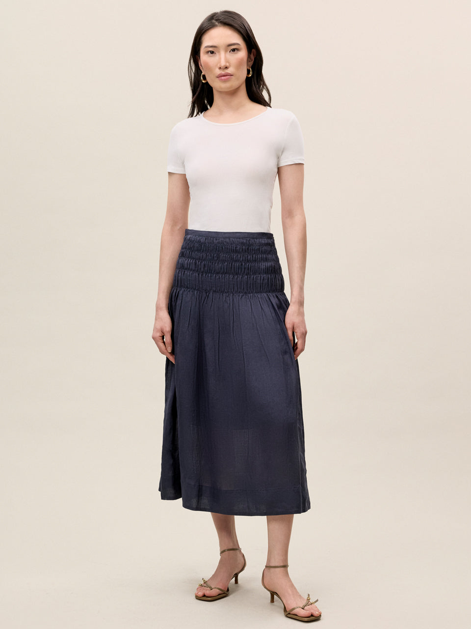  Anya Ramie Skirt in Navy by Rebecca Taylor