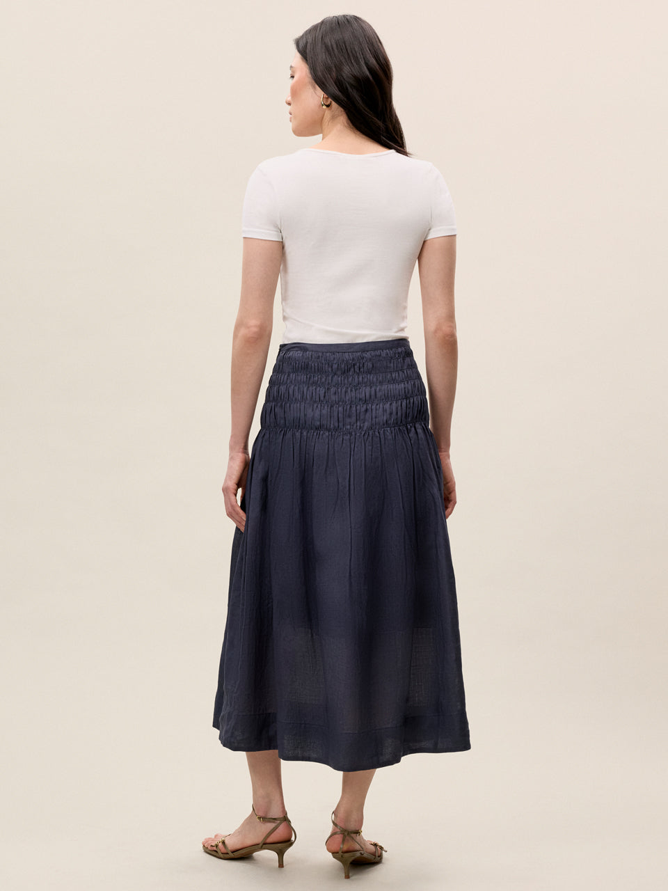  Anya Ramie Skirt in Navy by Rebecca Taylor