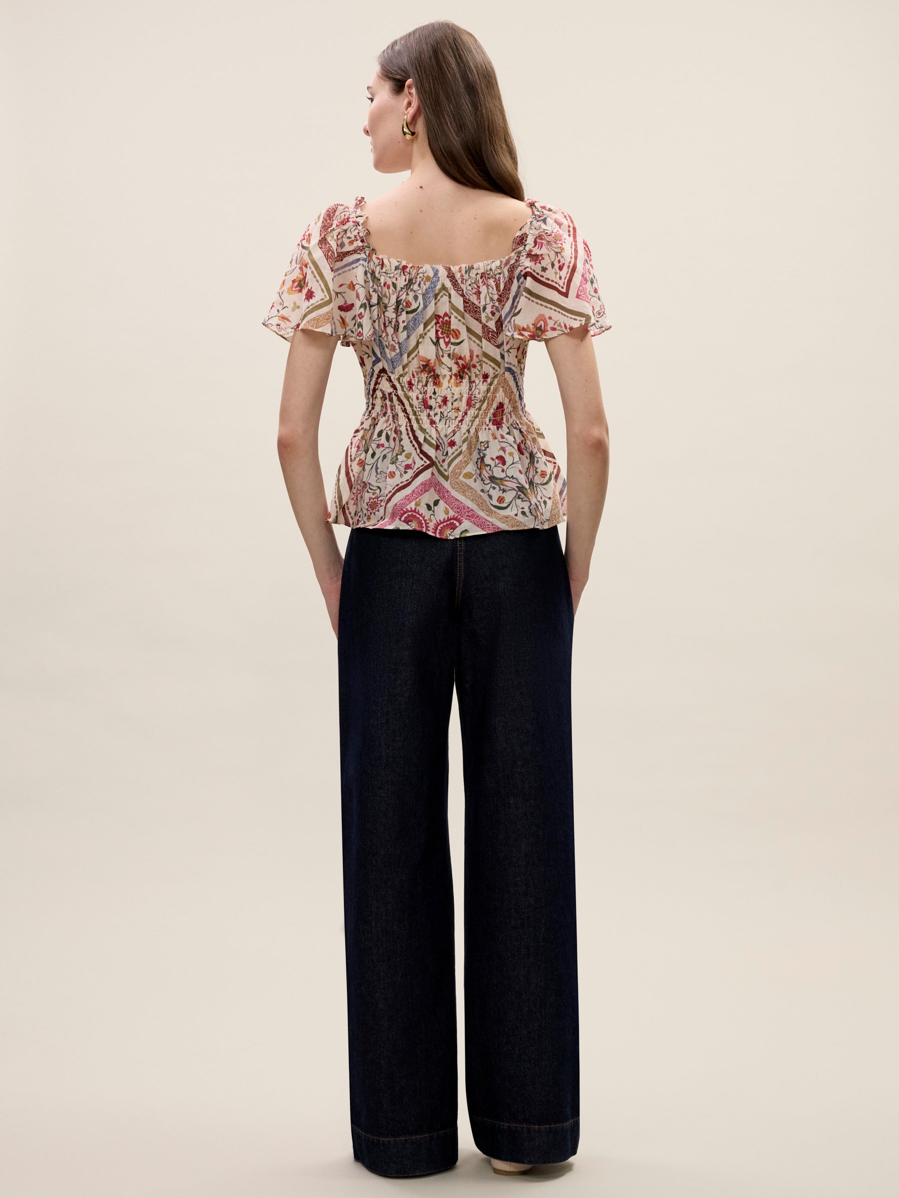  Anya Ramie Top in Montage Floral Ivory Combo by Rebecca Taylor