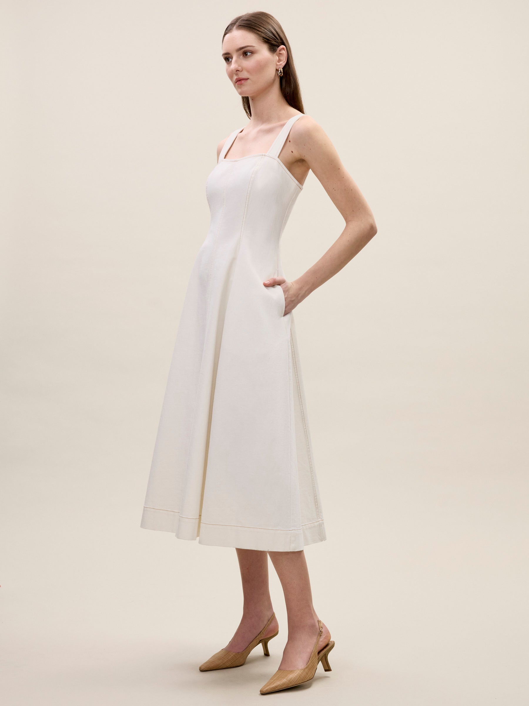  Cora Denim Dress in Eggshell Wash by Rebecca Taylor