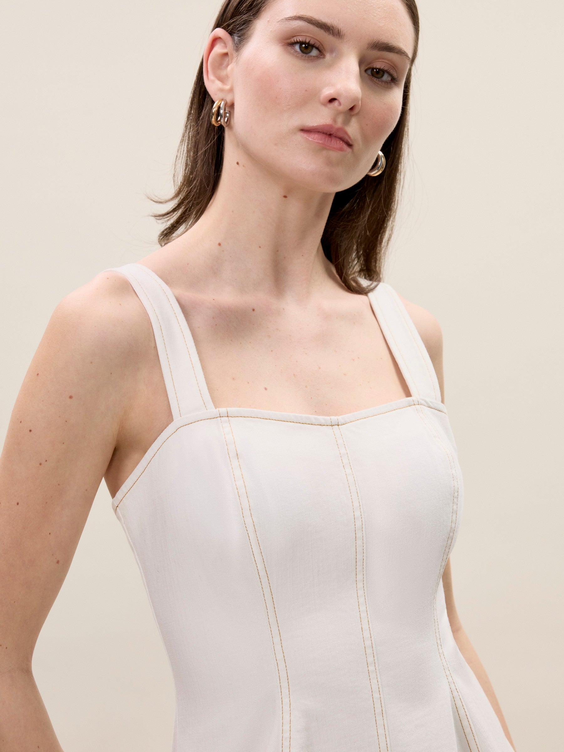  Cora Denim Dress in Eggshell Wash by Rebecca Taylor