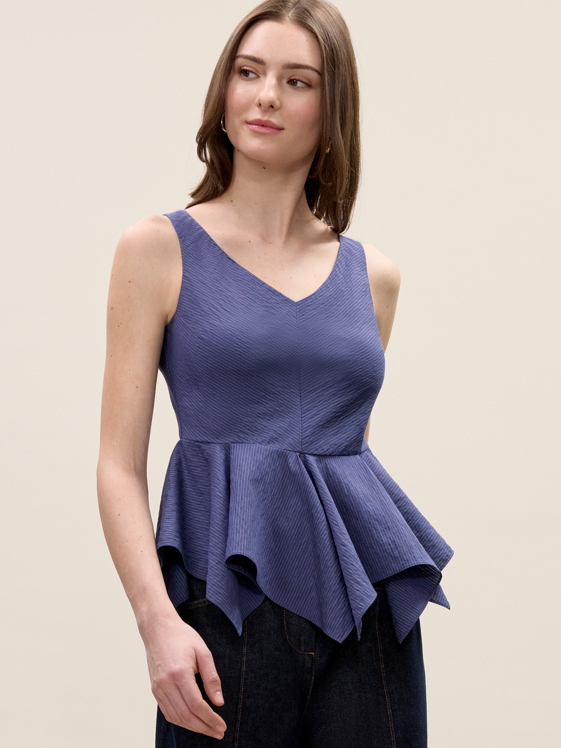  Allegra Stripe Top in Navy by Rebecca Taylor