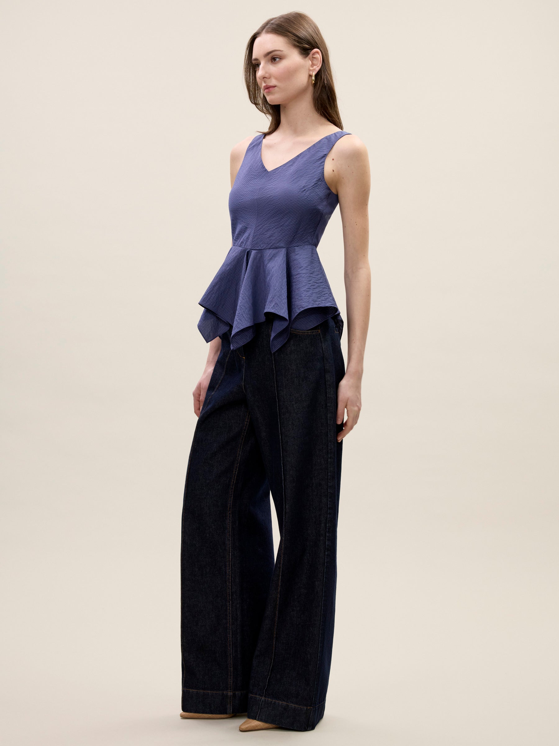  Allegra Stripe Top in Navy by Rebecca Taylor