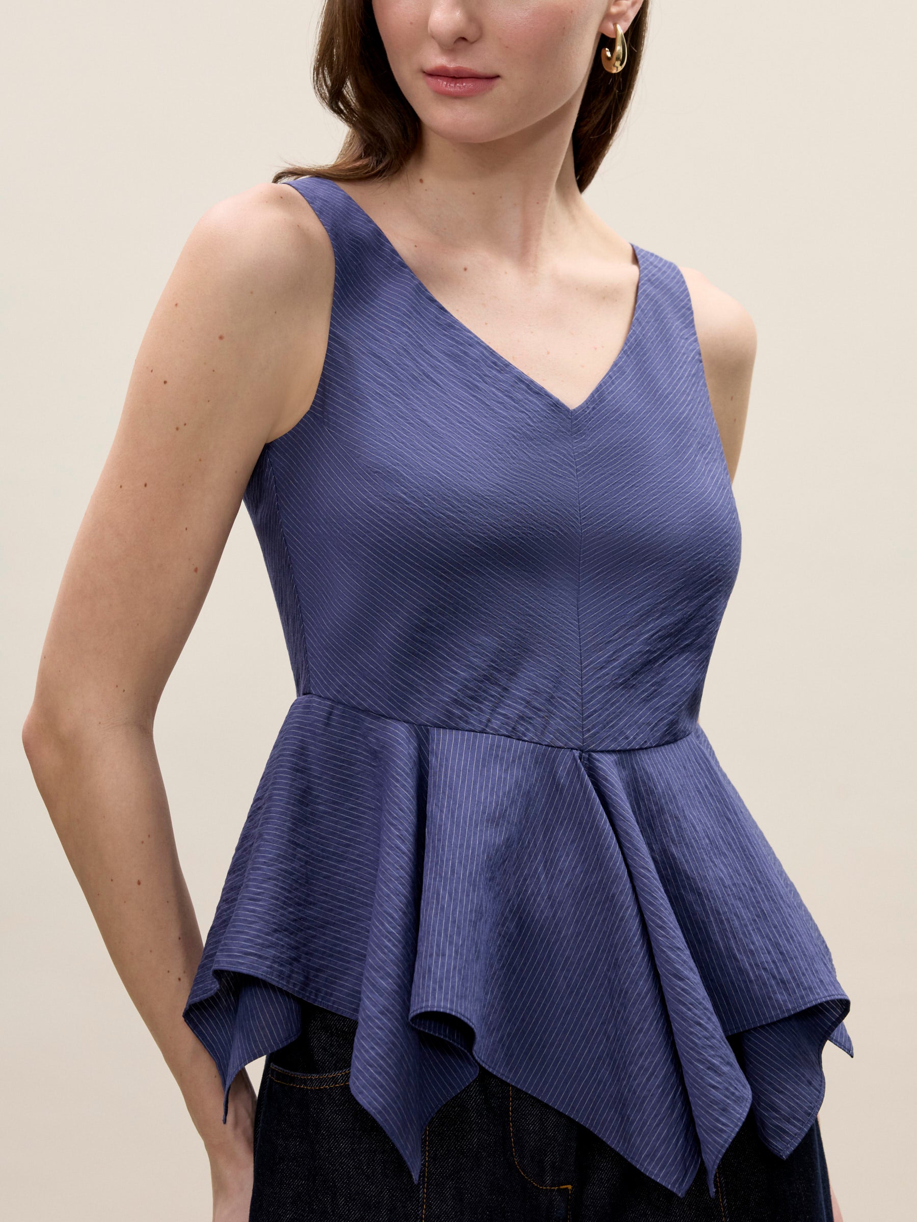  Allegra Stripe Top in Navy by Rebecca Taylor