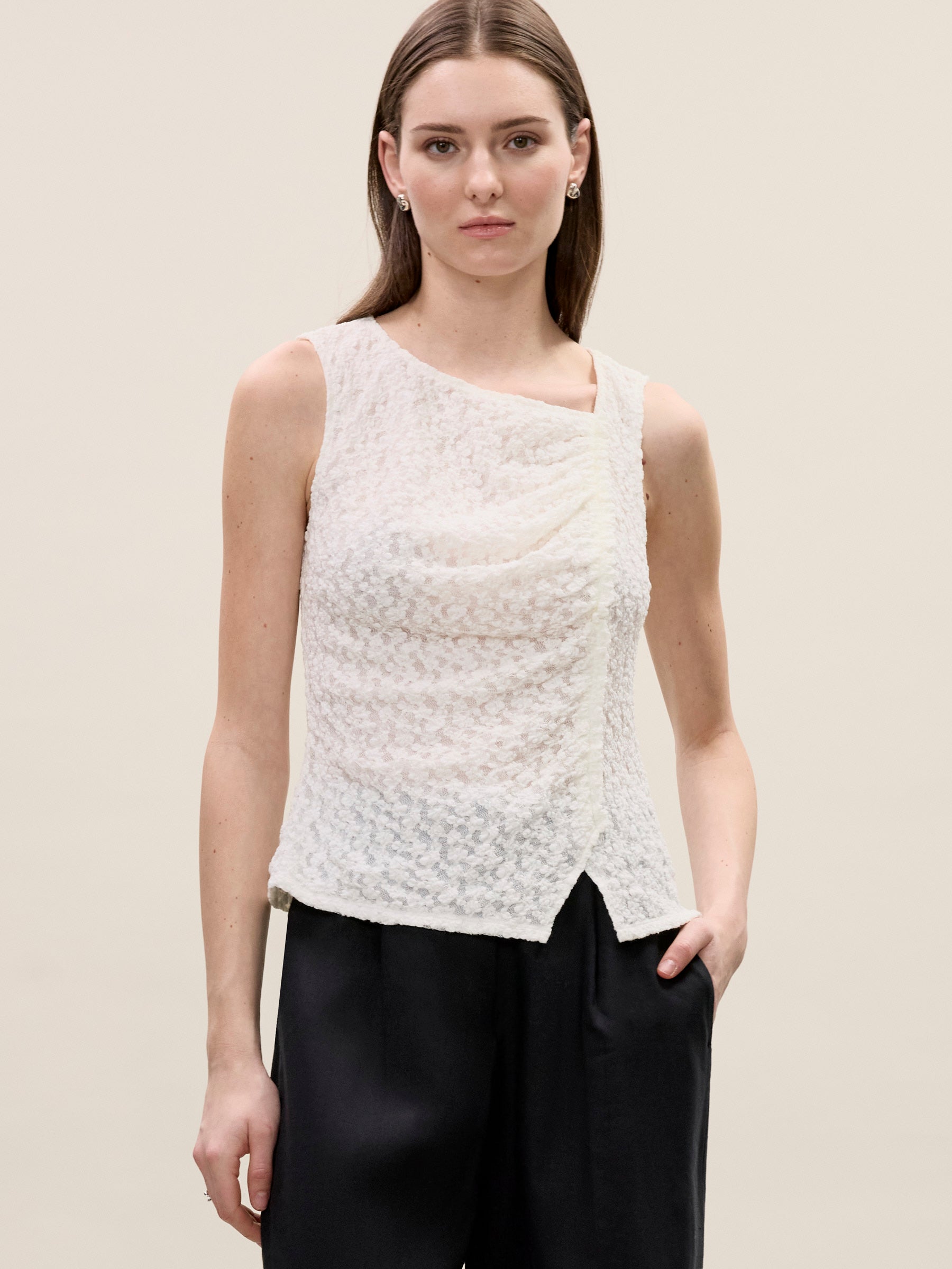  Fiona Stretch Lace Top in White by Rebecca Taylor