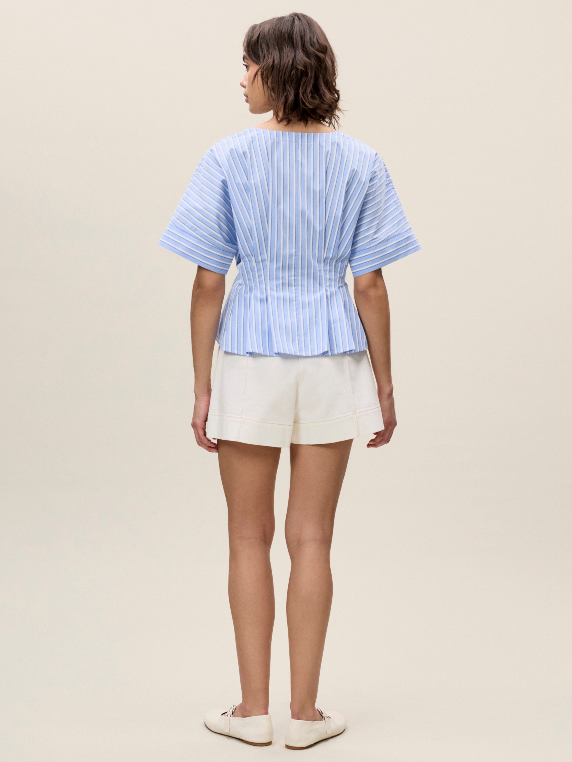  Priya Poplin Top in Blue Stripe by Rebecca Taylor