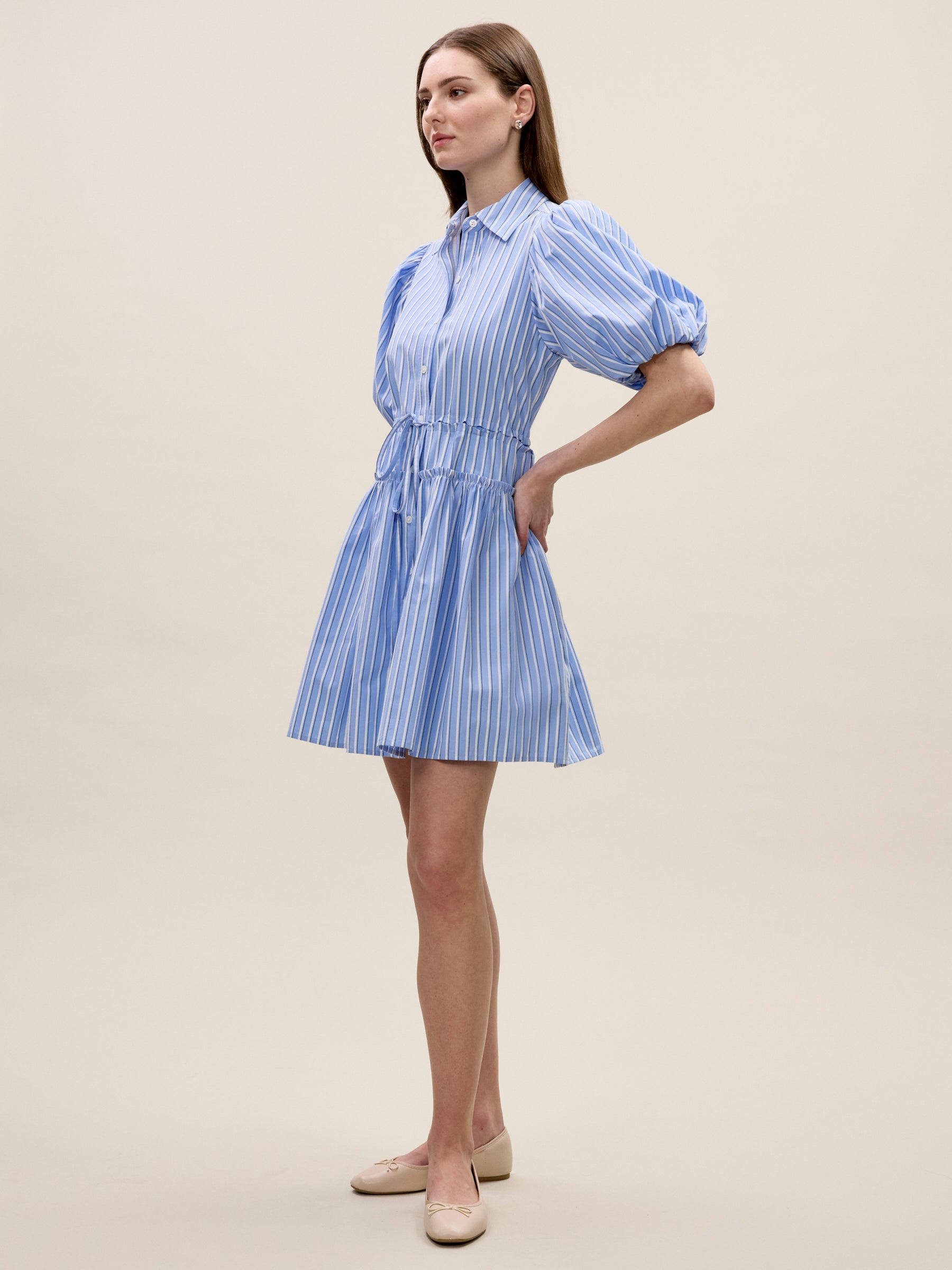  Priya Poplin Shirt Dress in Blue Stripe by Rebecca Taylor