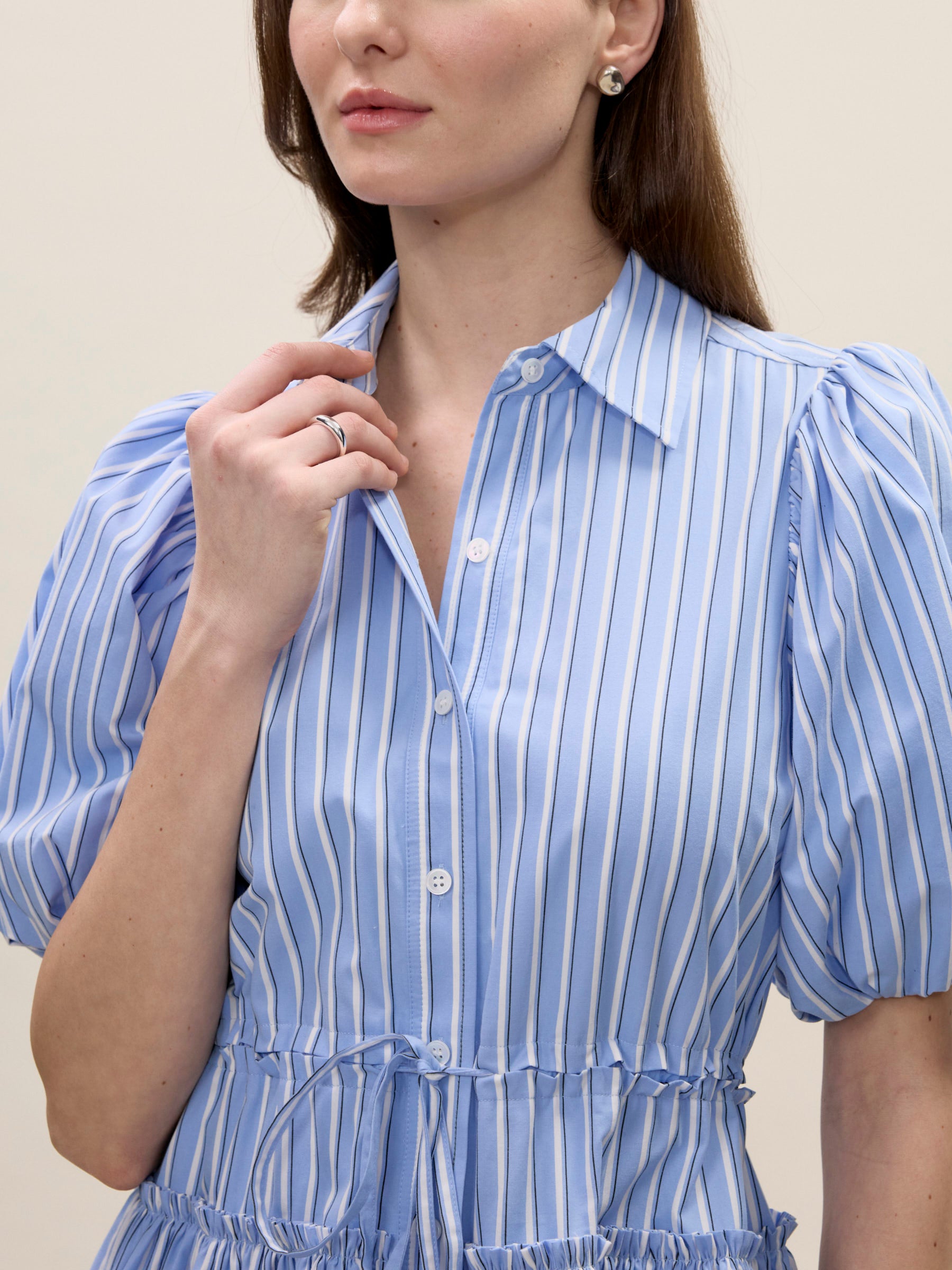  Priya Poplin Shirt Dress in Blue Stripe by Rebecca Taylor