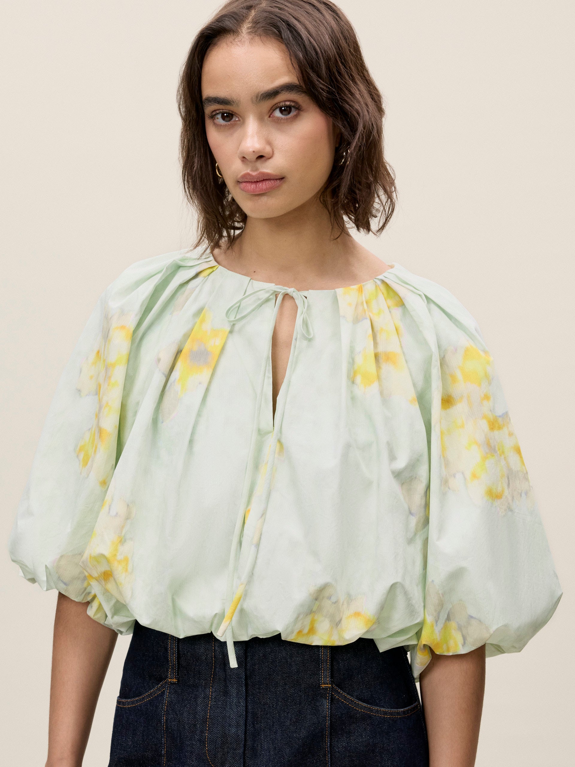  Yara Bubble Top in Sage Combo by Rebecca Taylor