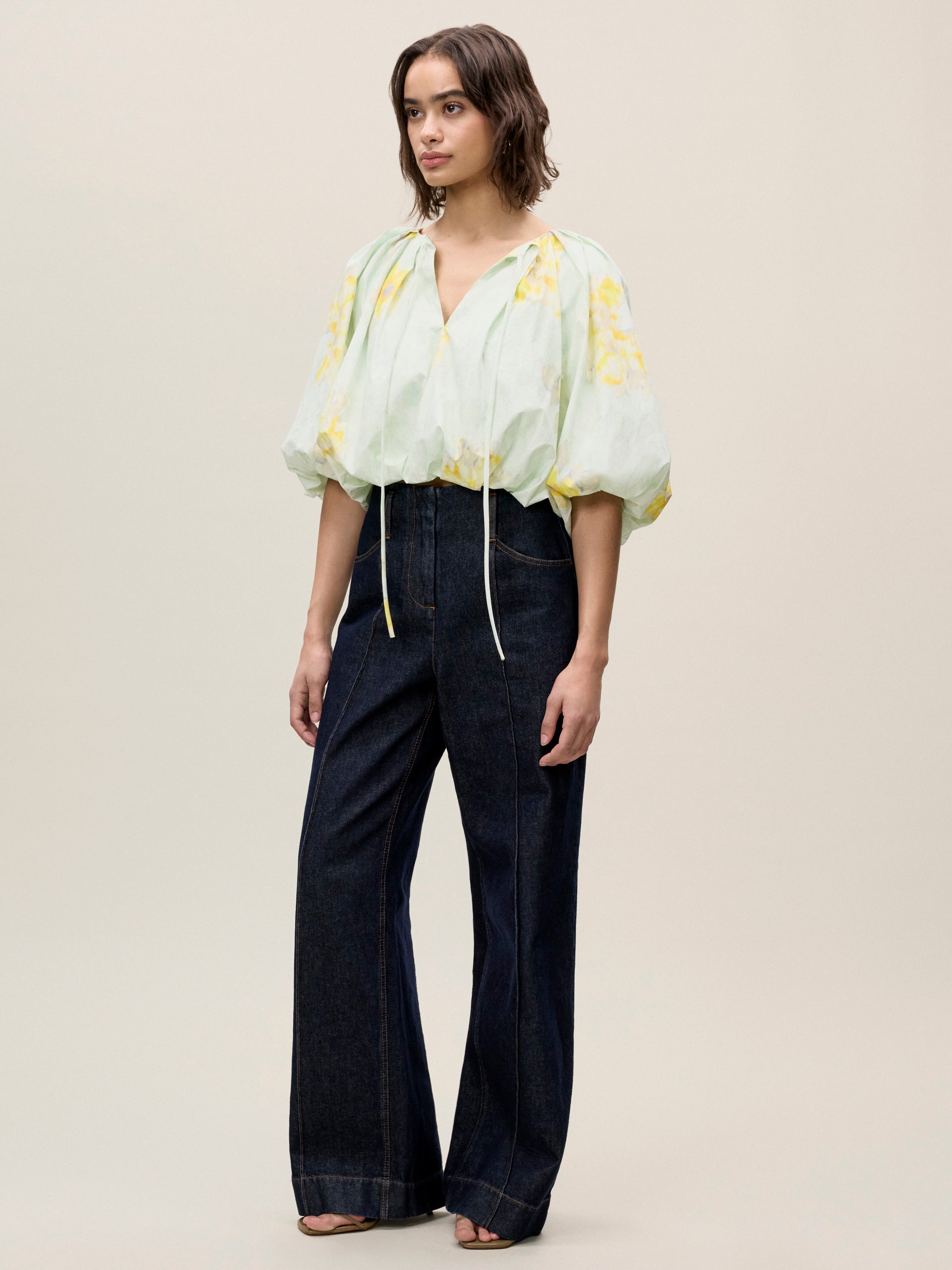  Yara Bubble Top in Sage Combo by Rebecca Taylor