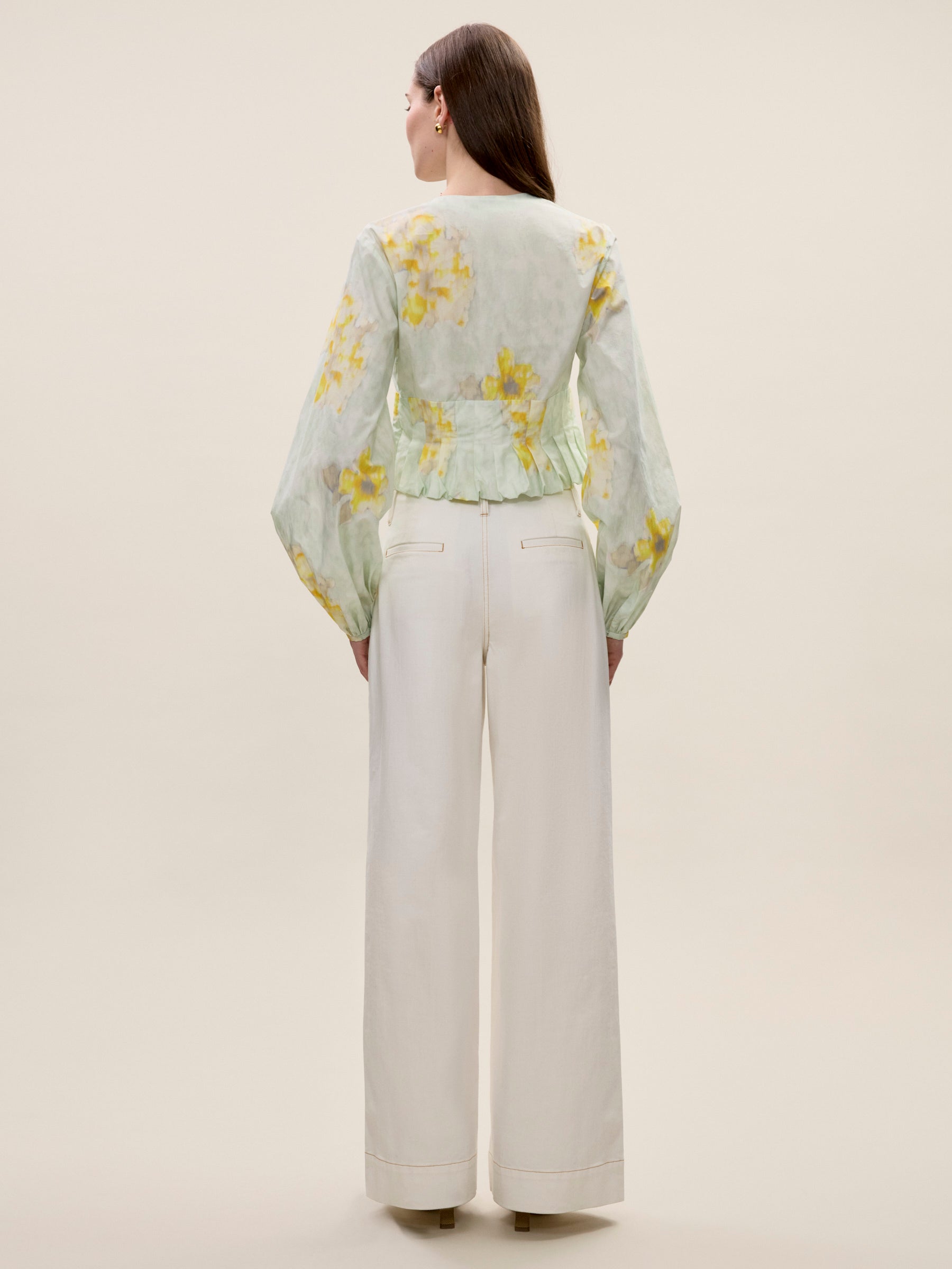  Yara Poplin Blouse in Sage Combo by Rebecca Taylor