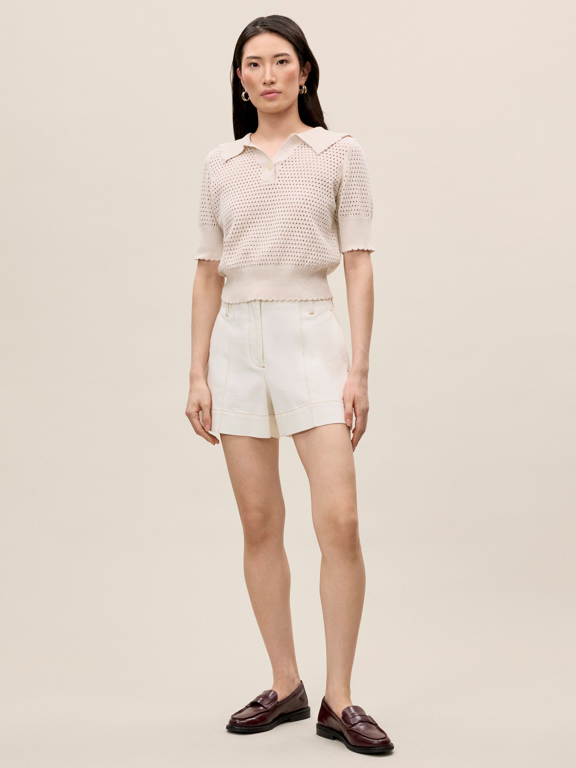  Fern Knit Sweater in Beige by Rebecca Taylor