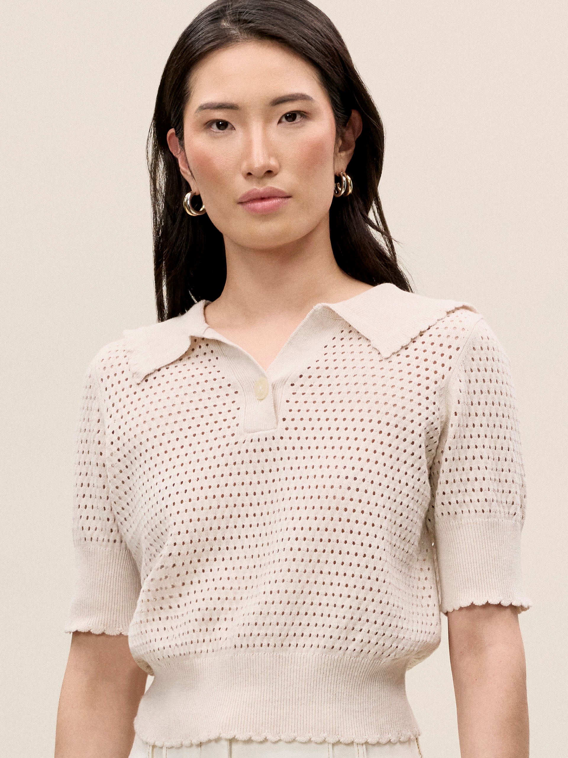  Fern Knit Sweater in Beige by Rebecca Taylor