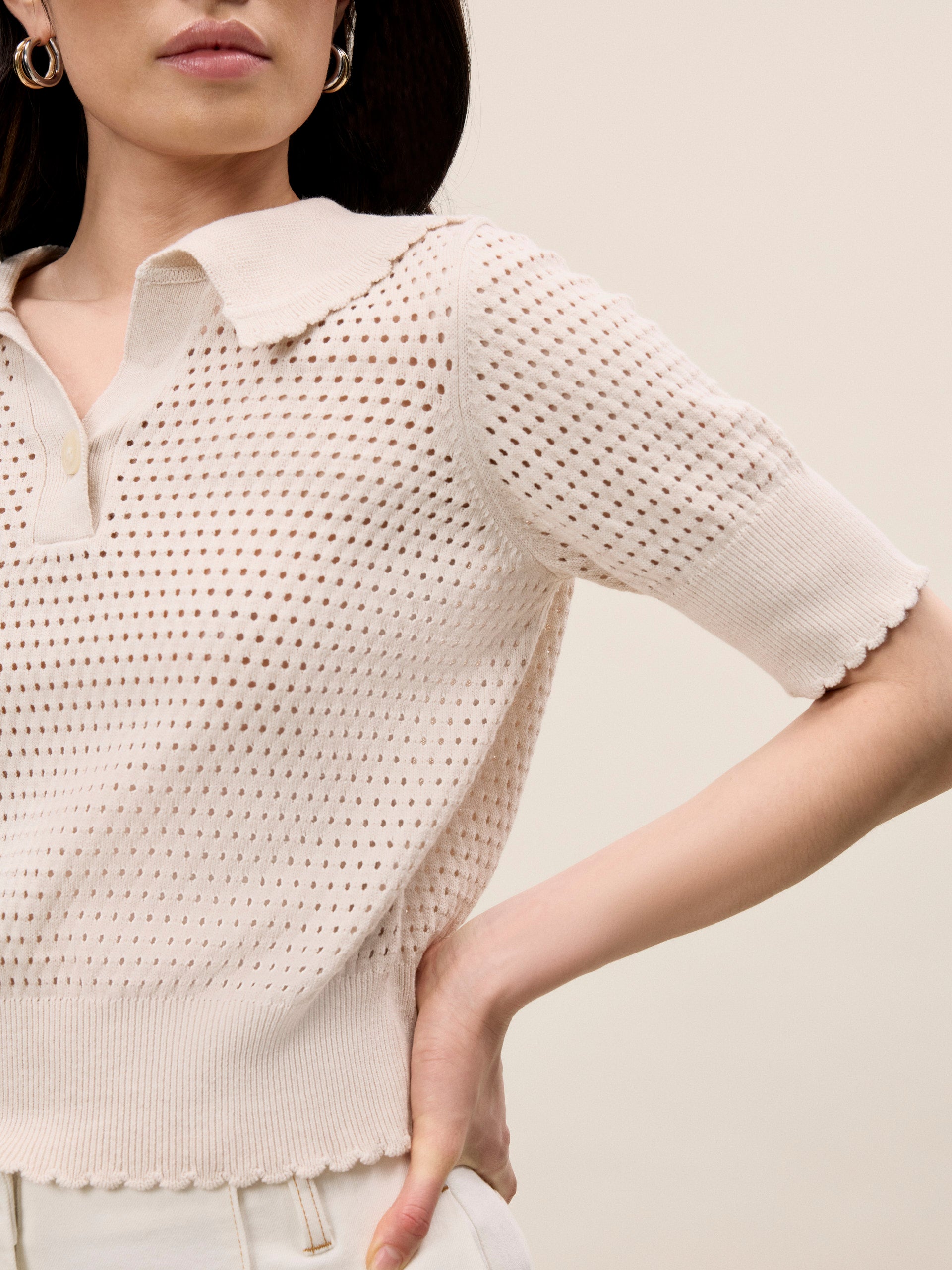  Fern Knit Sweater in Beige by Rebecca Taylor