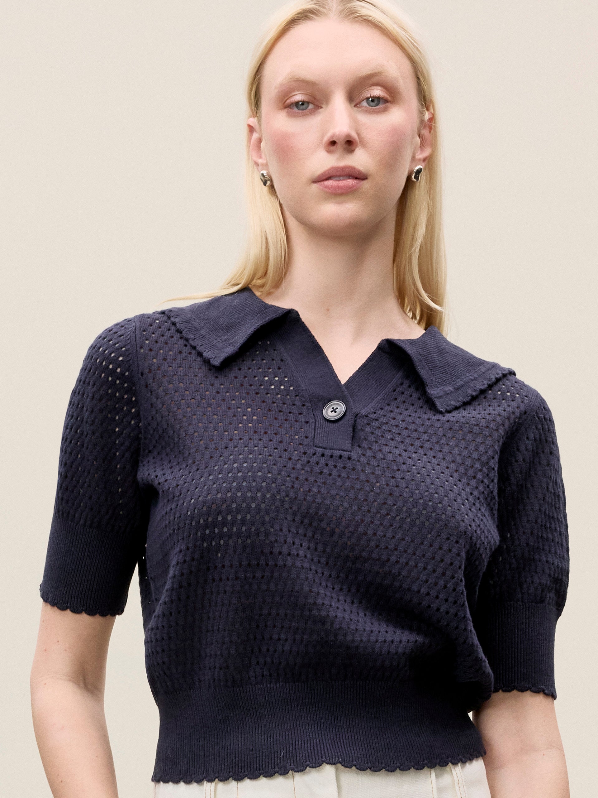  Fern Knit Sweater in Navy by Rebecca Taylor