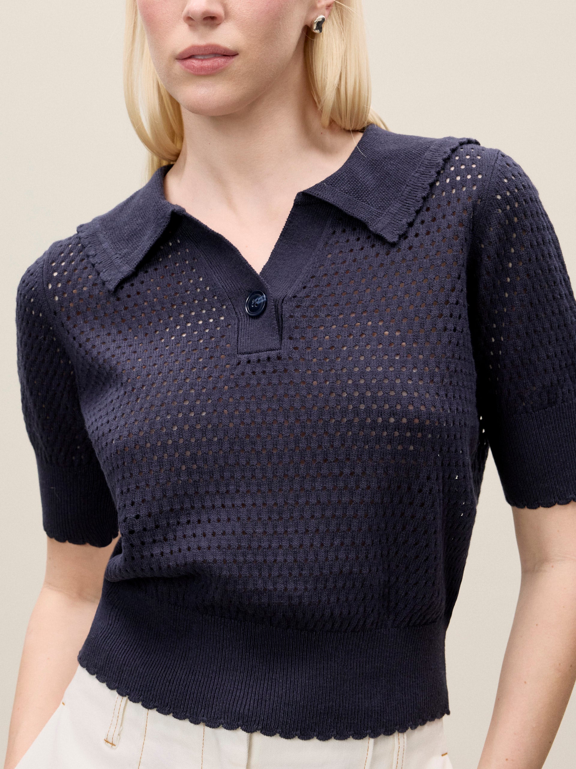  Fern Knit Sweater in Navy by Rebecca Taylor