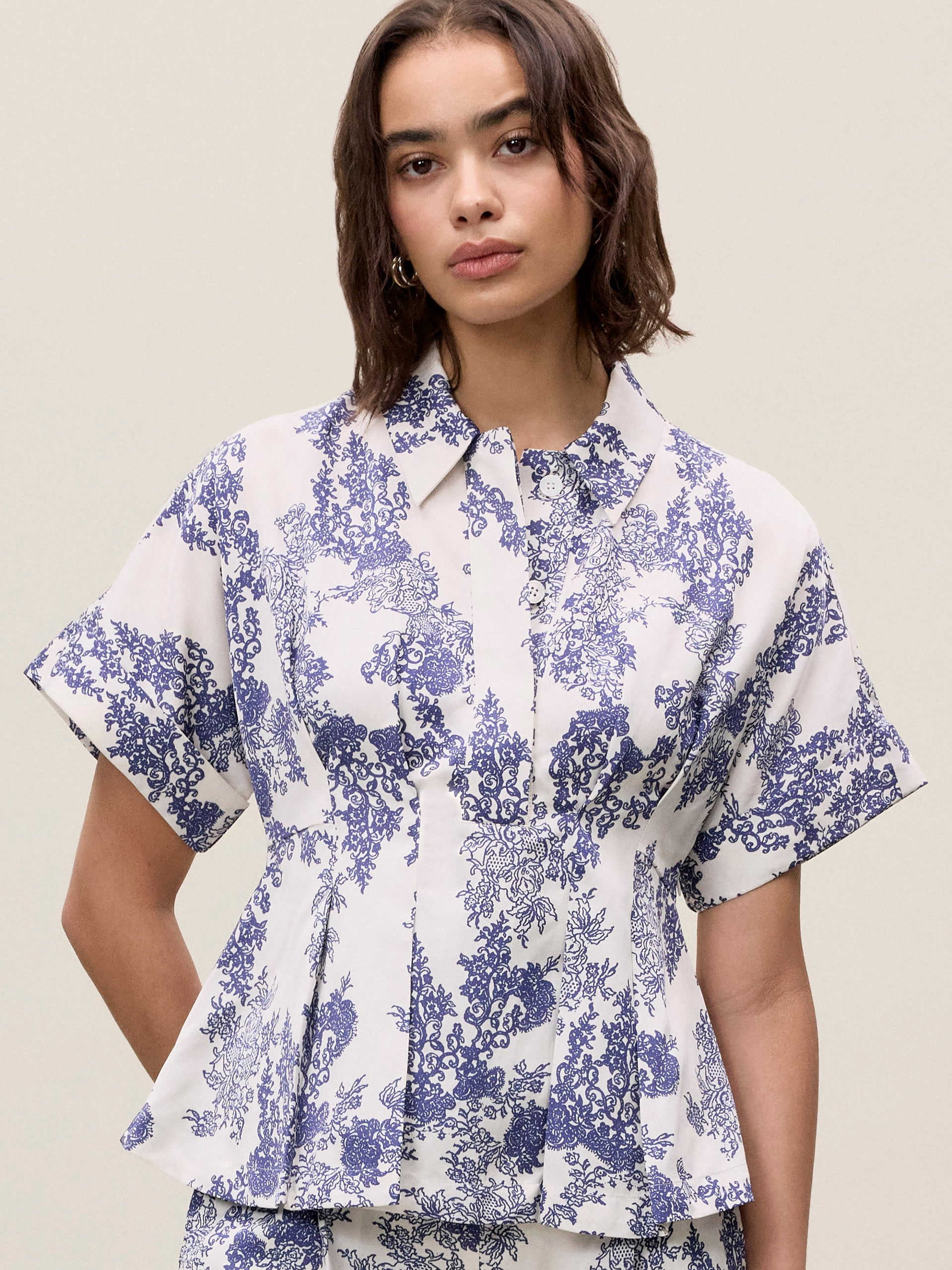  Lena Shine Blouse in Ivory Toile Combo by Rebecca Taylor