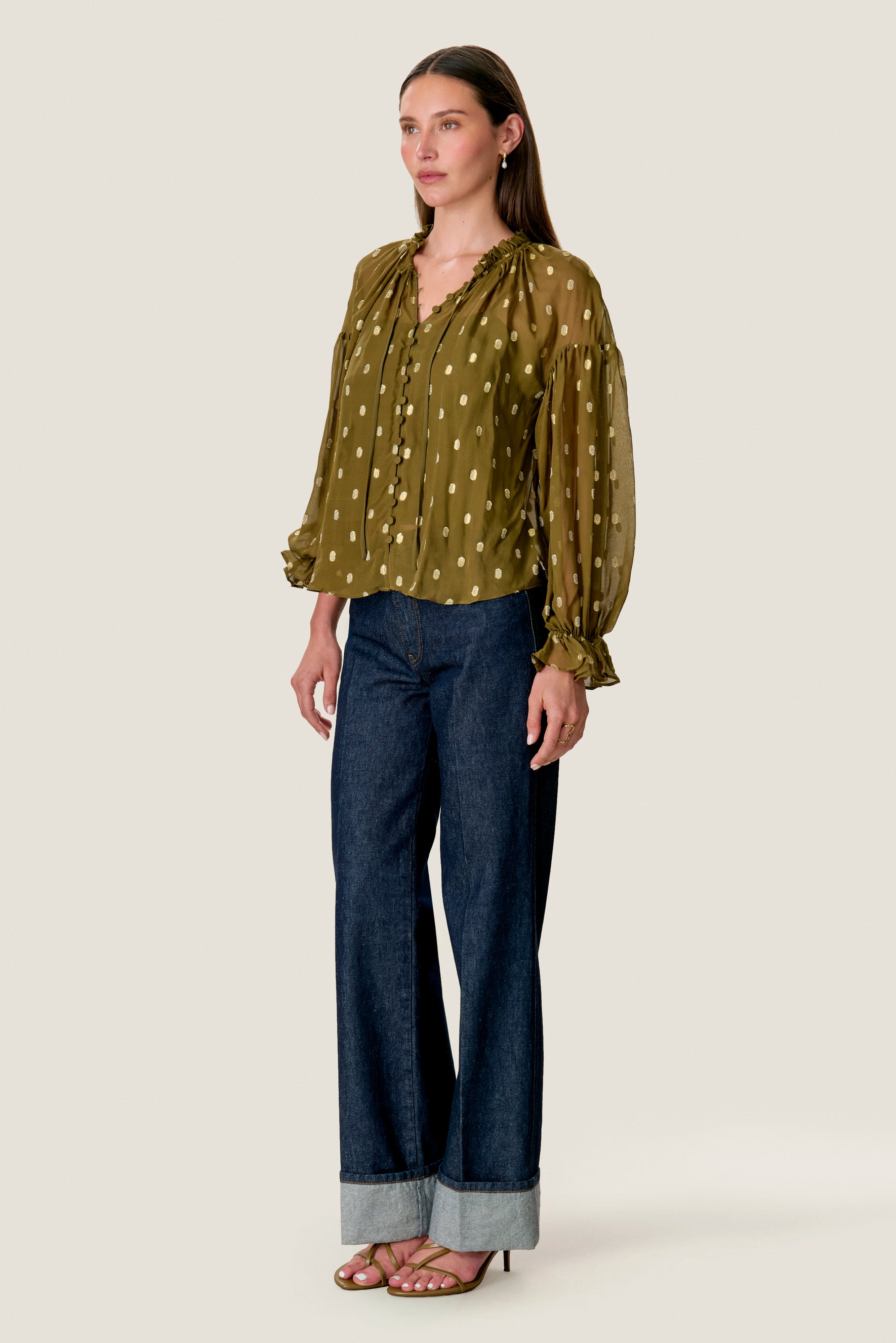 Tiana Metallic Dot Longsleeve Top
