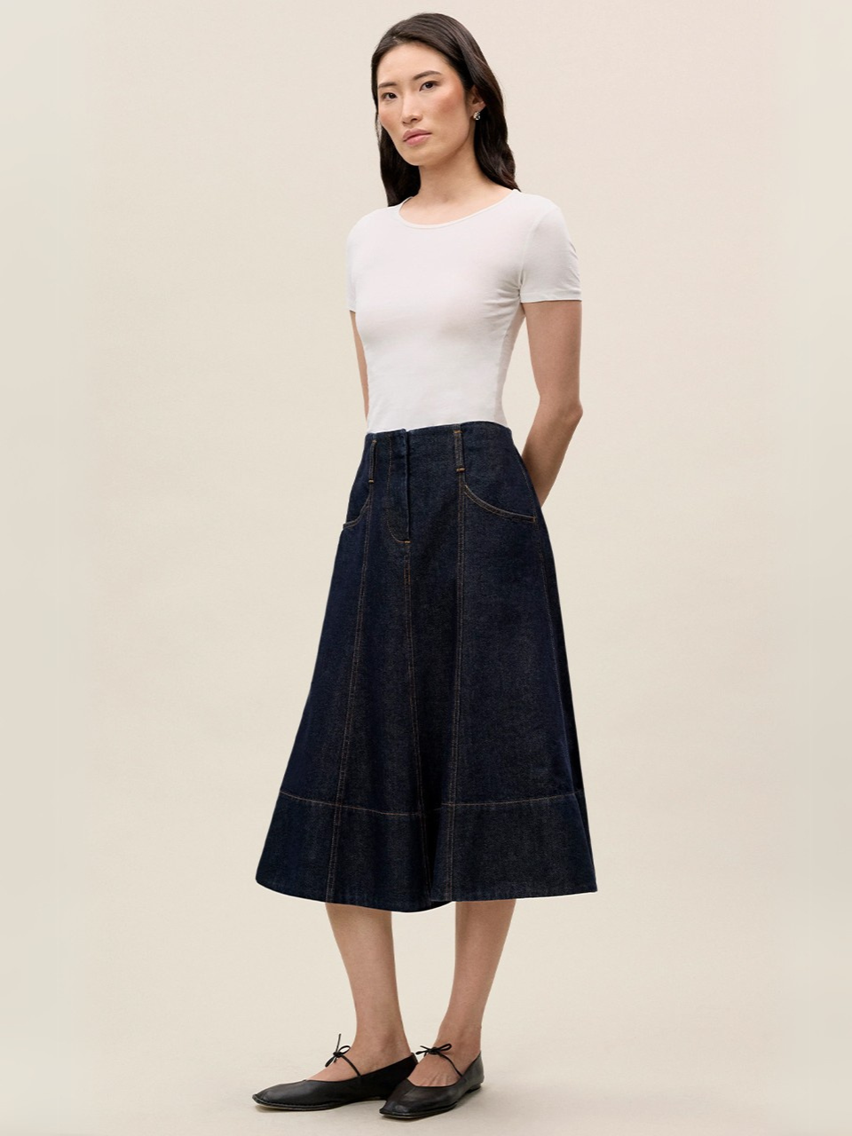  Gabrielle Denim Skirt in Deep Sea Wash by Rebecca Taylor