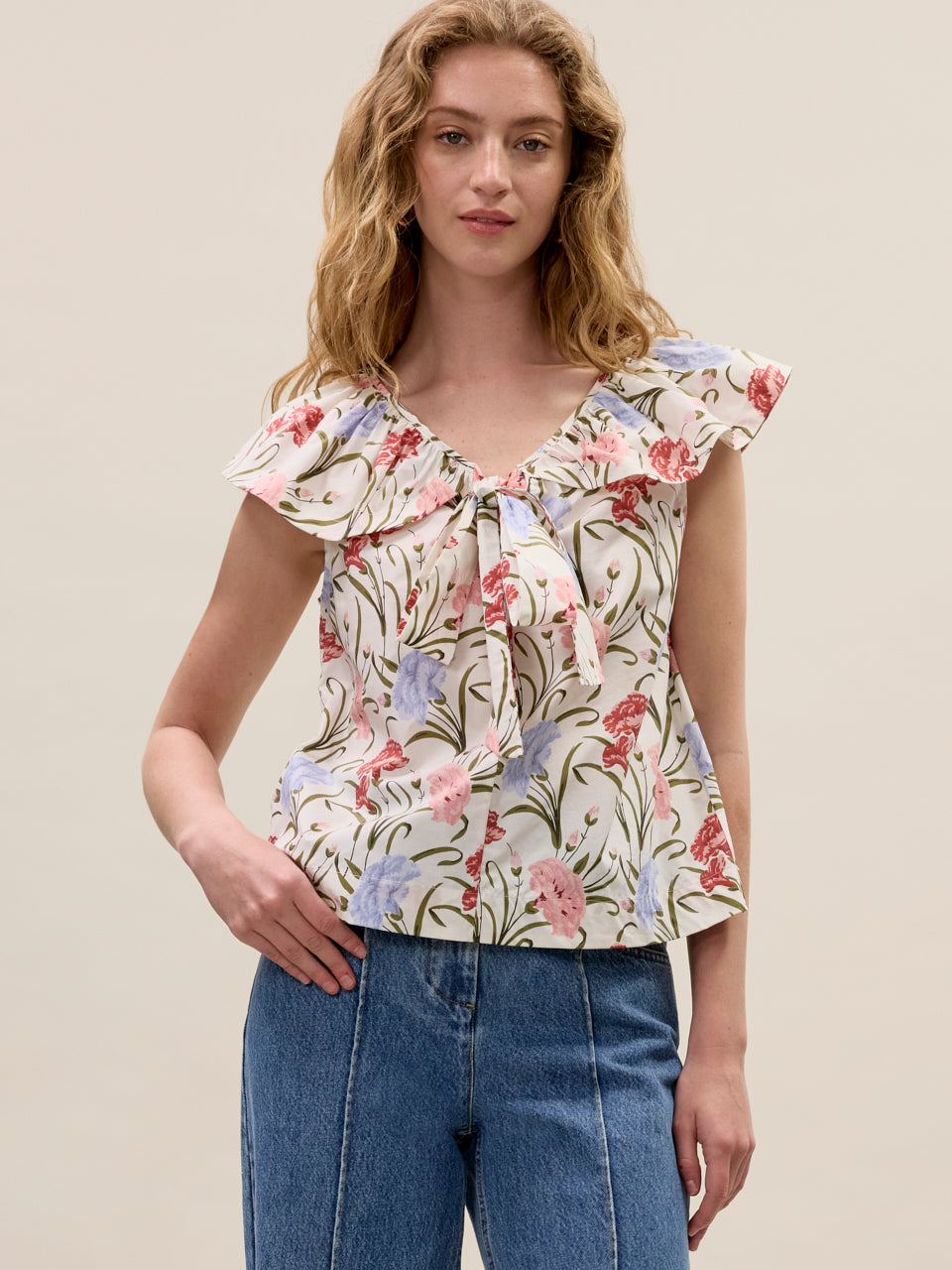  Acosanti Floral Top in Ivory Multi by Rebecca Taylor