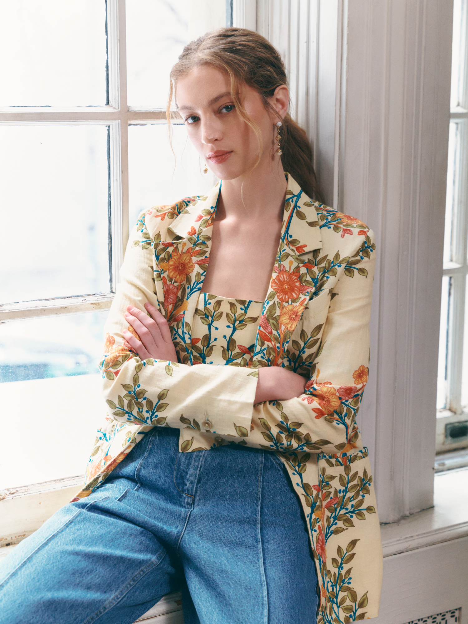  Cleo Printed Blazer in Buttercream Multi by Rebecca Taylor
