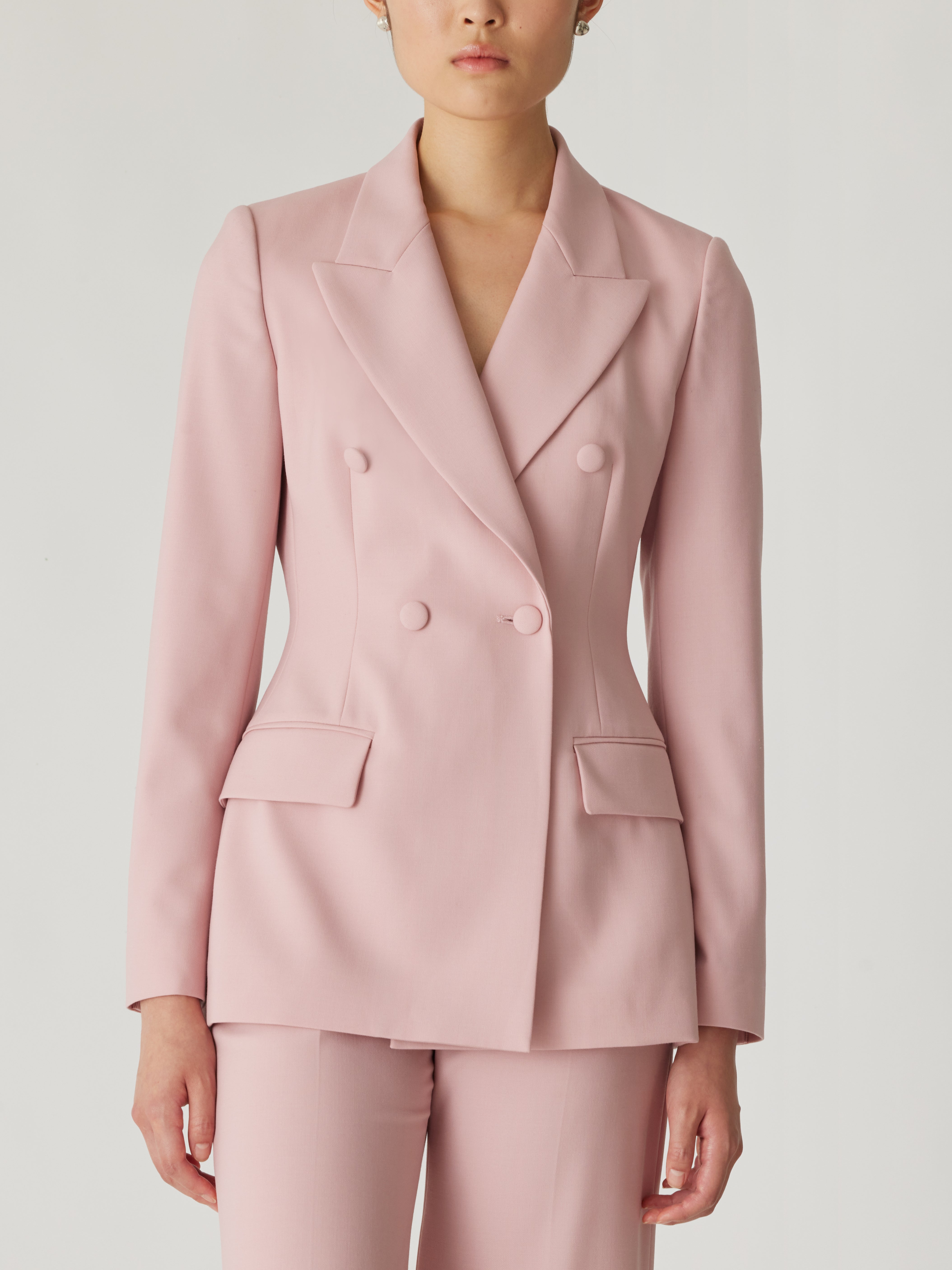 Pink Calvary Twill Structured Blazer Calvary Twill Double Breasted Blazer in Calamine Pink by Rebecca Taylor
