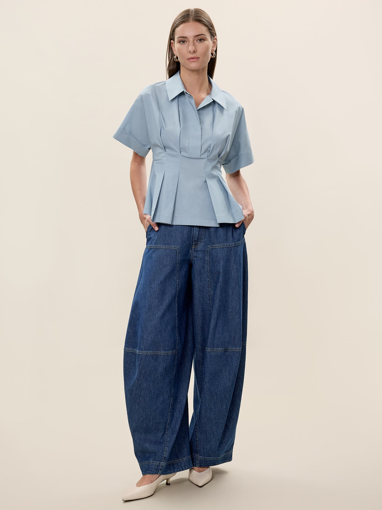  Aisley Poplin Blouse in Chambray by Rebecca Taylor