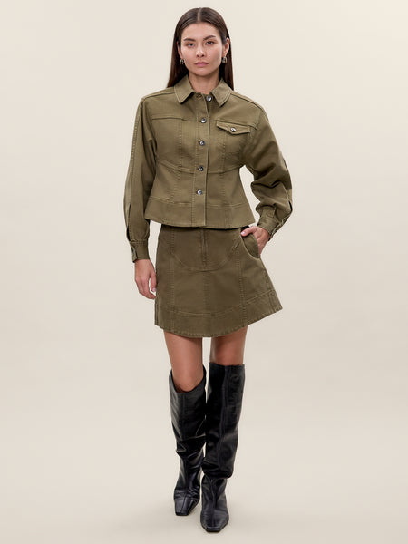 Olive Carmen Garment Dyed Jacket - Rebecca Taylor